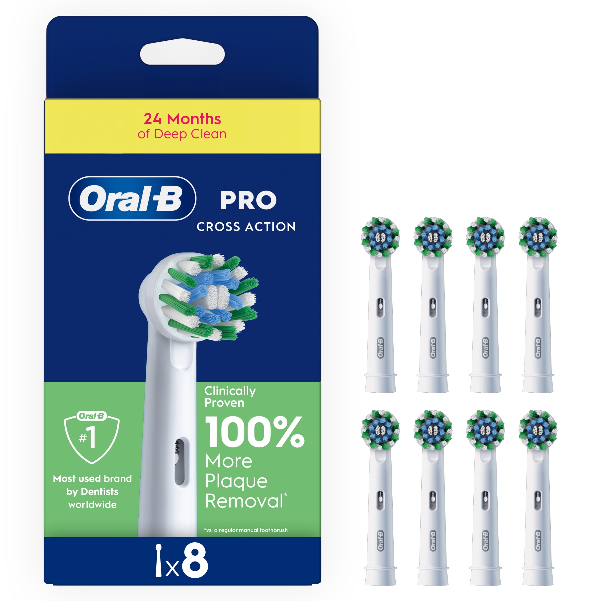 Oral-B Cross Action White Electric Toothbrush Replacement Heads 8 pack