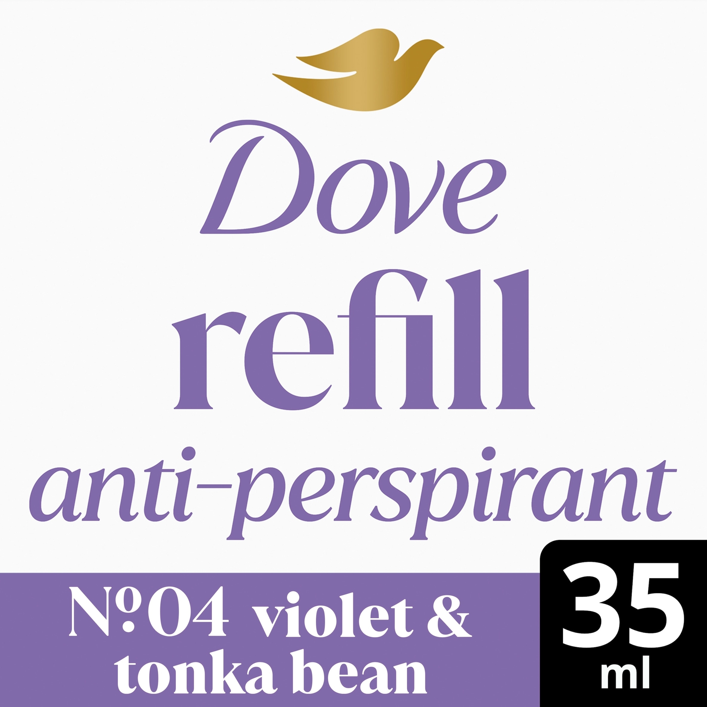 Dove No4 Violet & Tonka Bean 72h Antiperspirant Deodorant Refill Pack 35ml