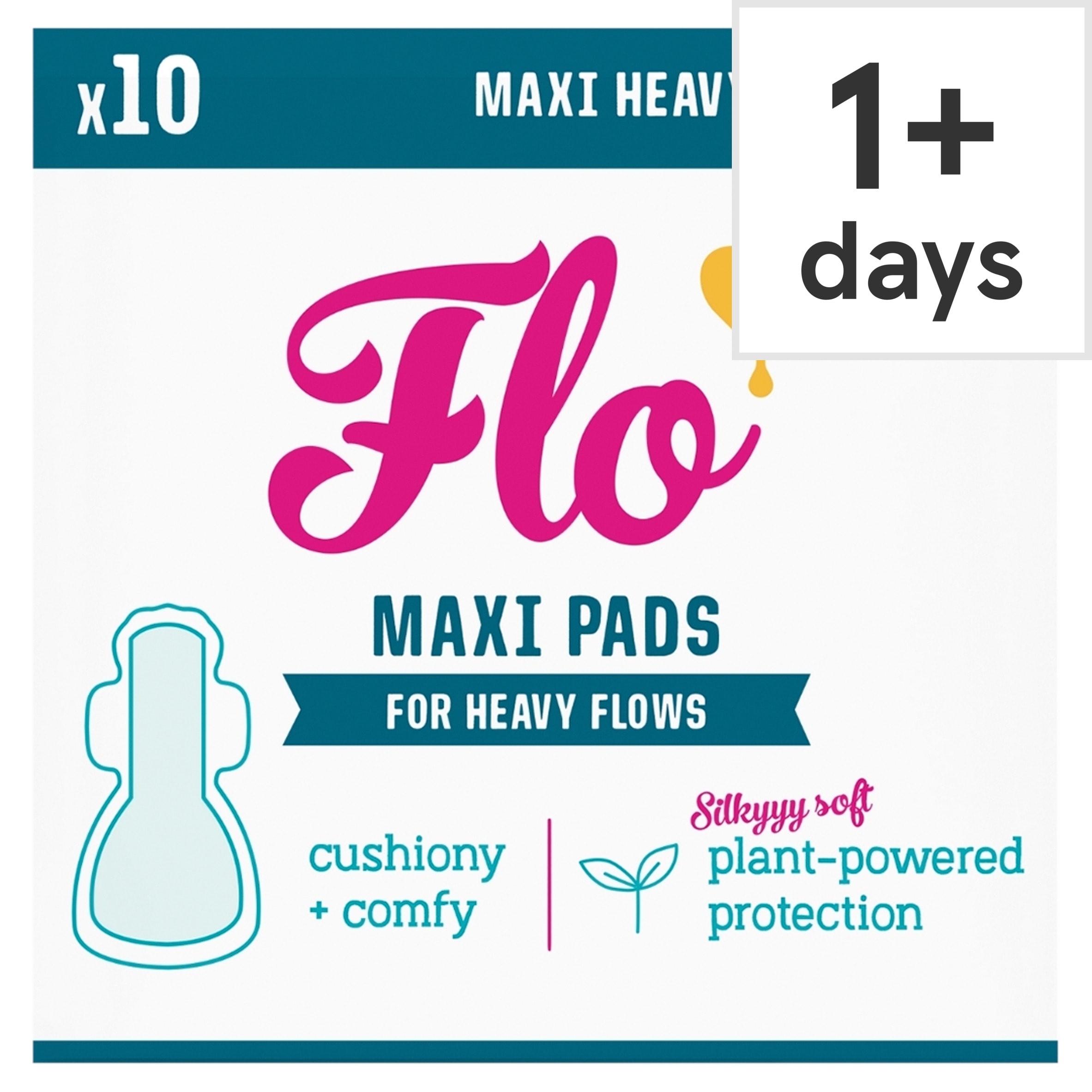Flo Bamboo Maxi Pads - Ultra Absorbent, Long & Wide (10 pads)