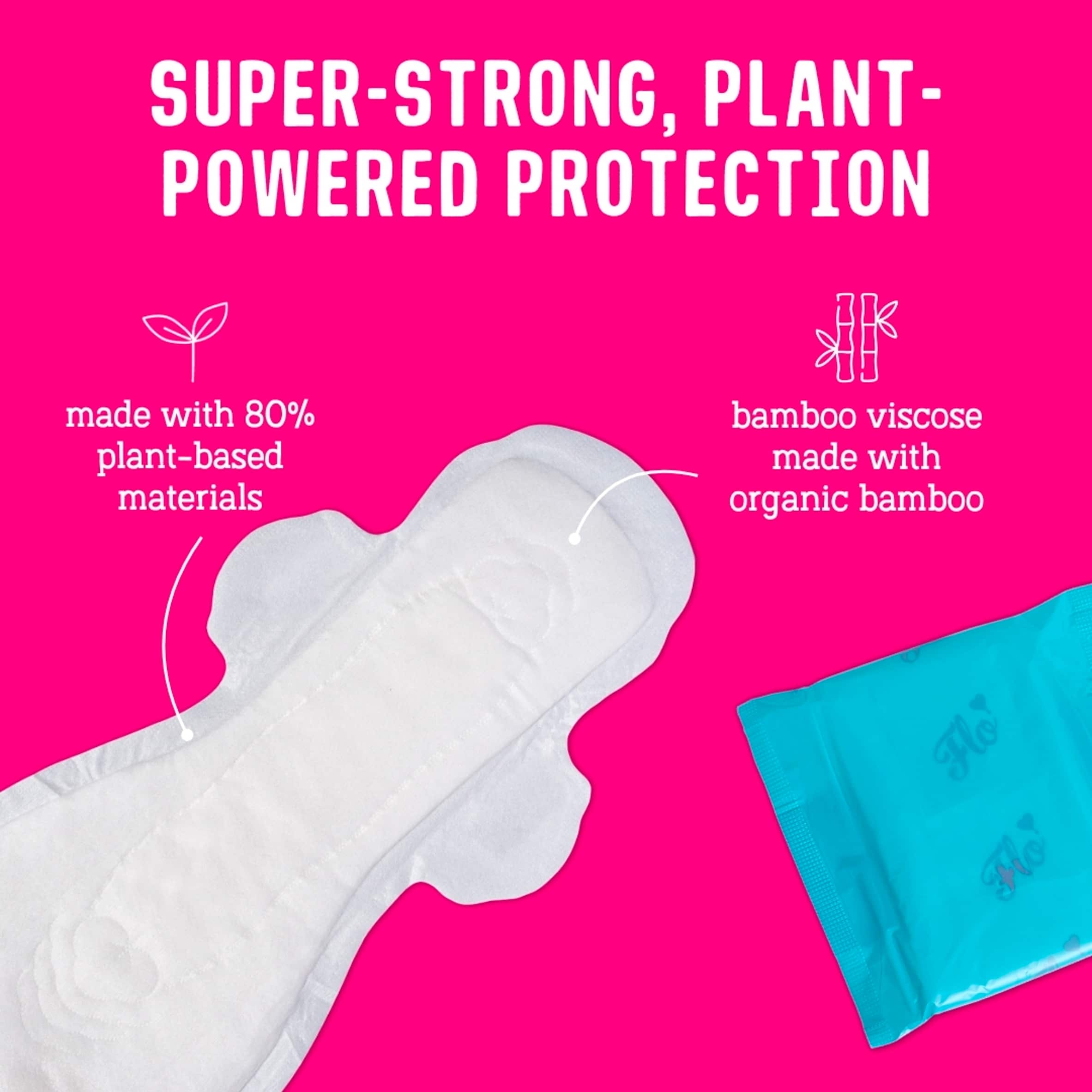 Flo Bamboo Maxi Pads - Ultra Absorbent, Long & Wide (10 pads) thumbnail 4