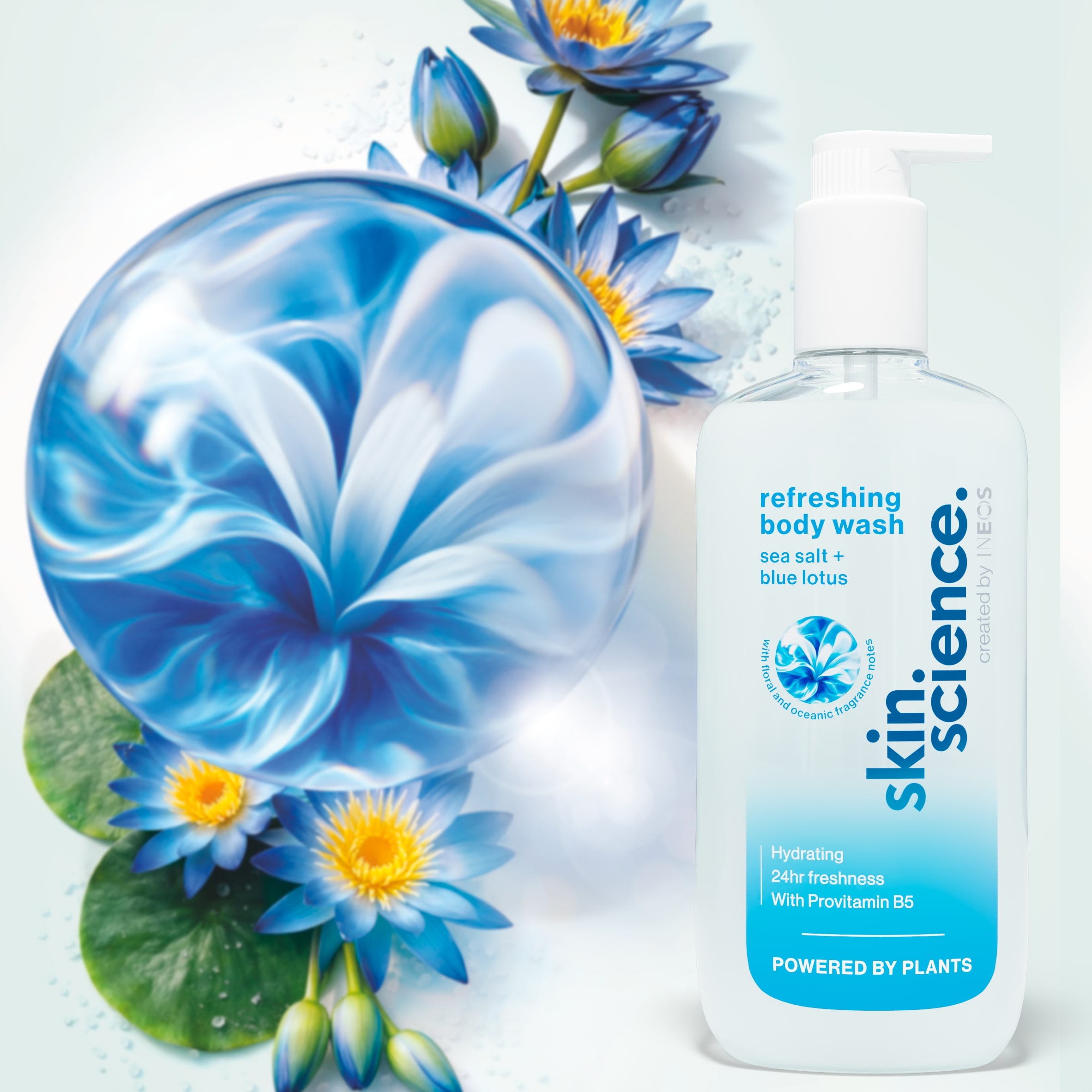 INEOS Skin Science Sea Salt + Blue Lotus Refreshing Body Wash 500ml thumbnail 2