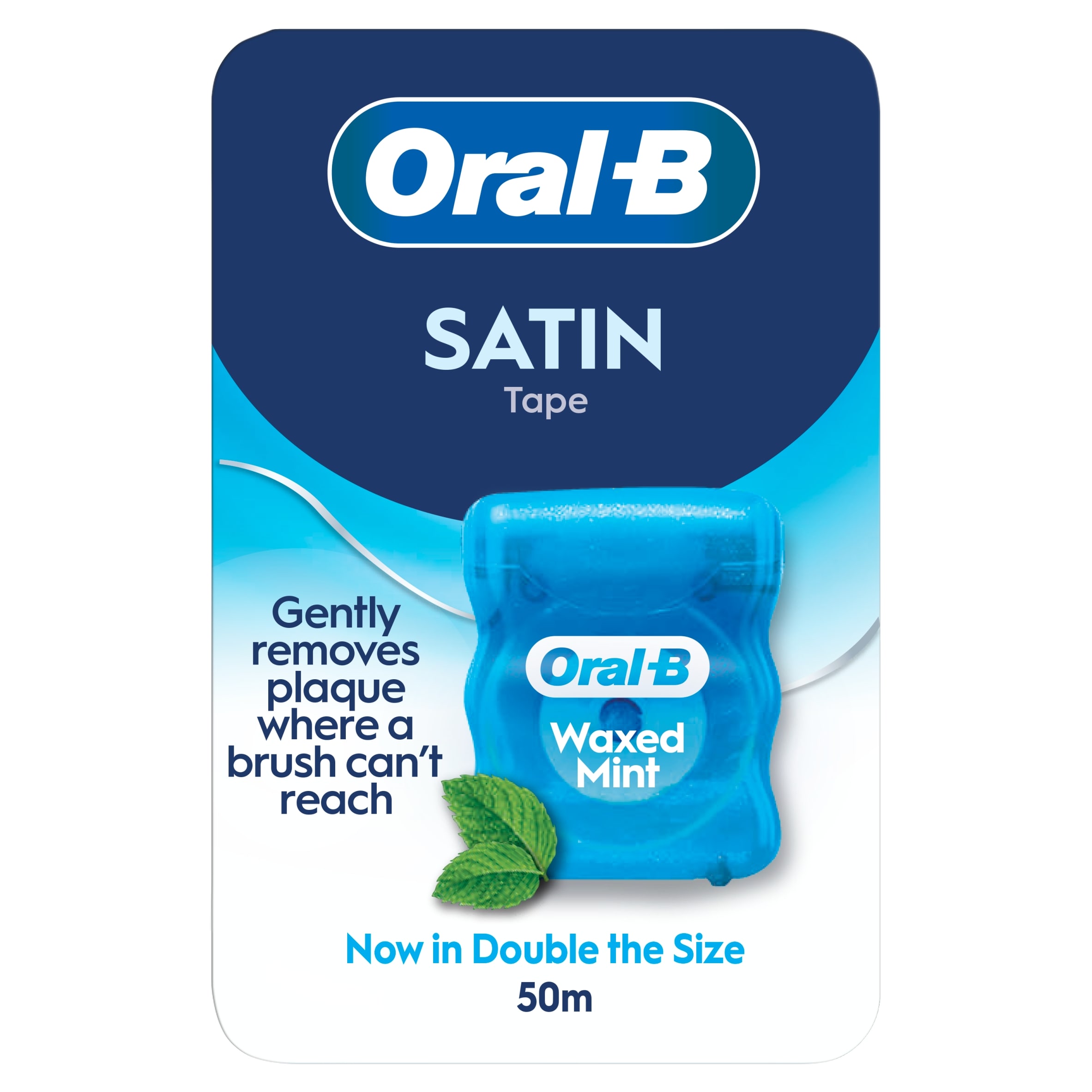 Oral-B Satin Tape waxed Mint Dental Floss 50M