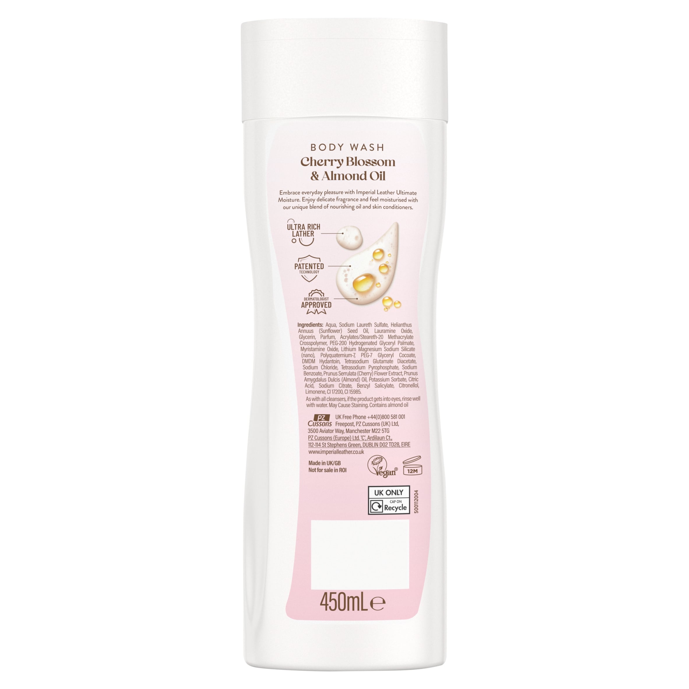 IMPERIAL LEATHER ULTIMATE MOISTURE CHERRY BLOSSOM & ALMOND OIL BODY WASH 450 ML thumbnail 2