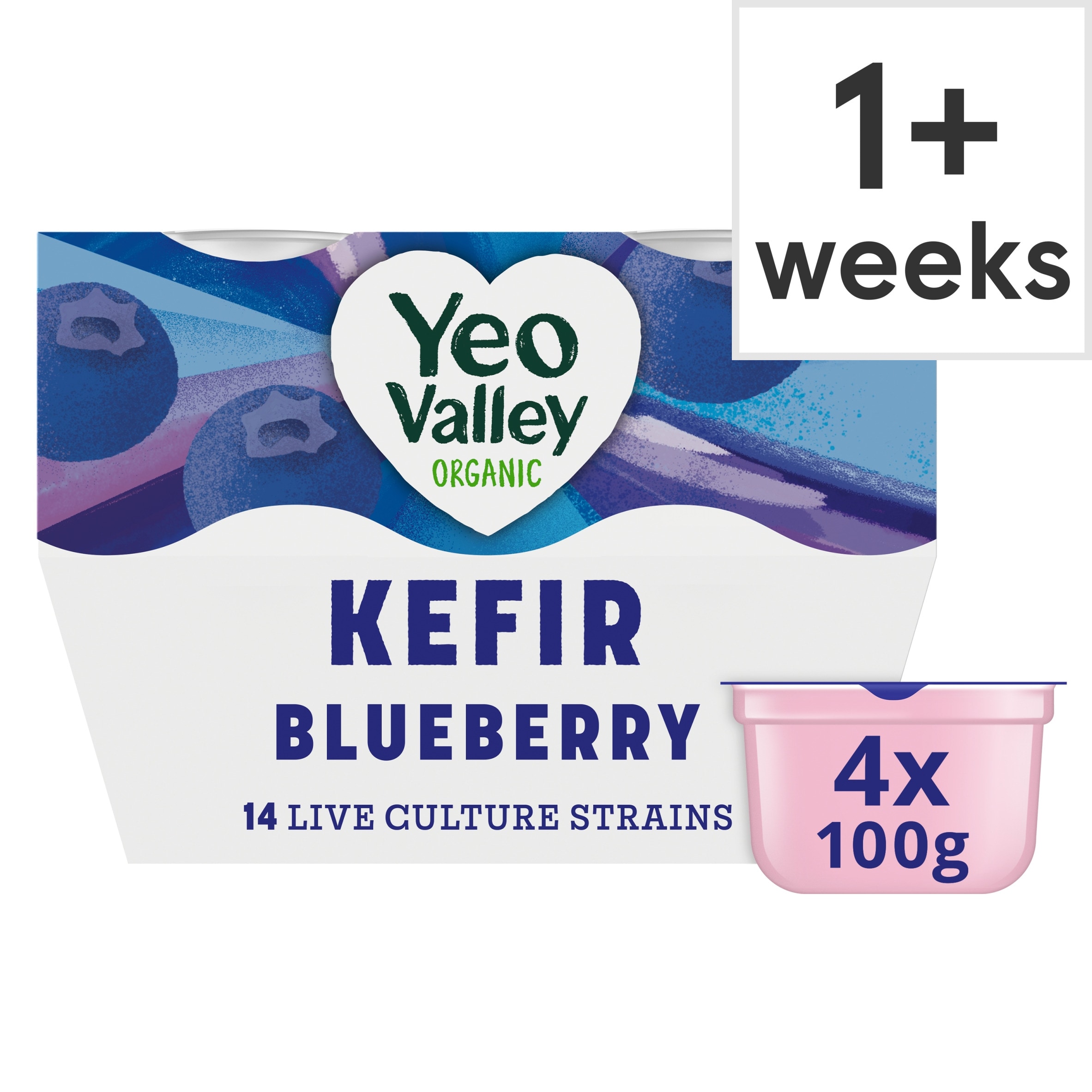 YEO VALLEY ORGANIC KEFIR BLUEBERRY YOGURTS 4X100G