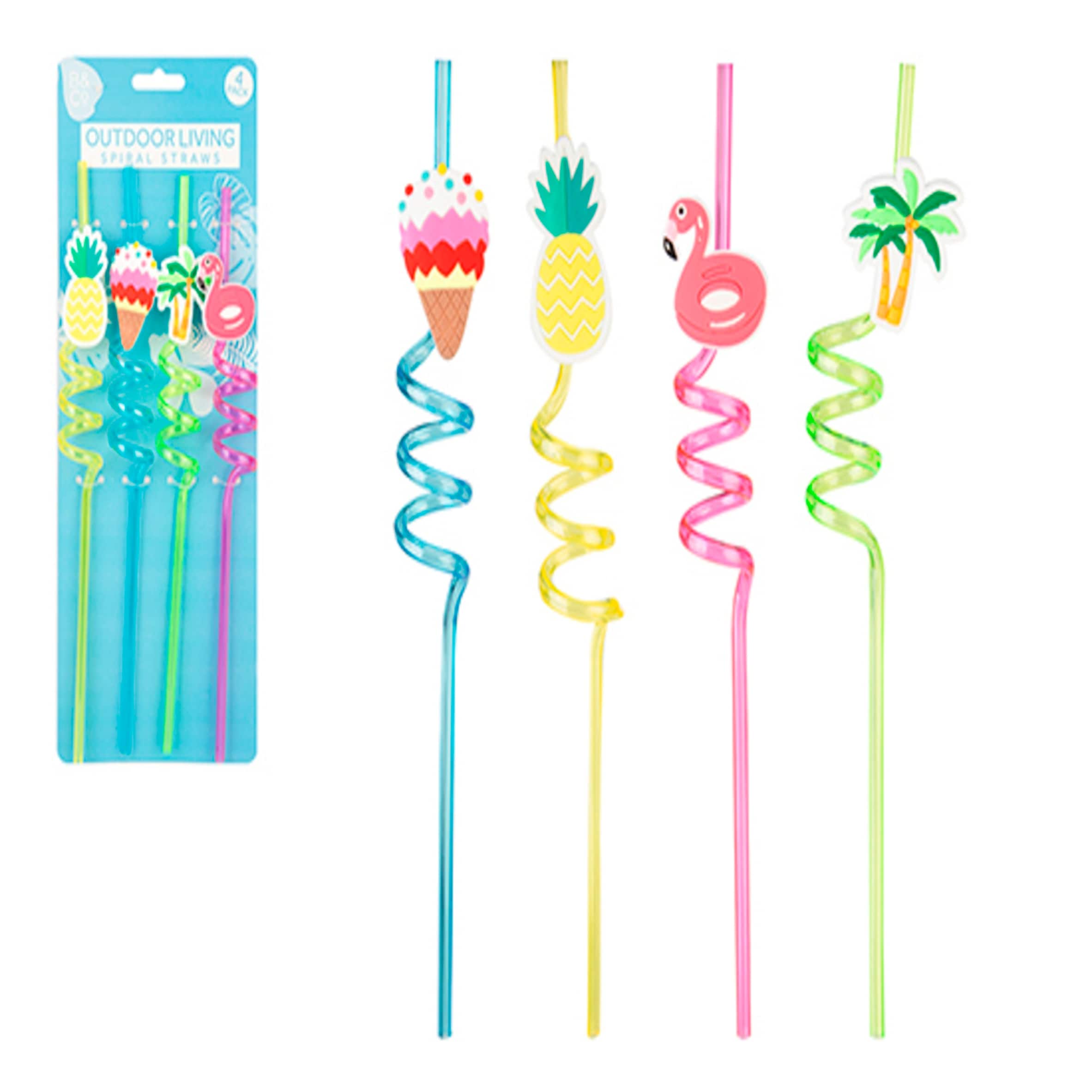 B&Co Outdoor Living Picnic Spiral Straws 4 Pack
