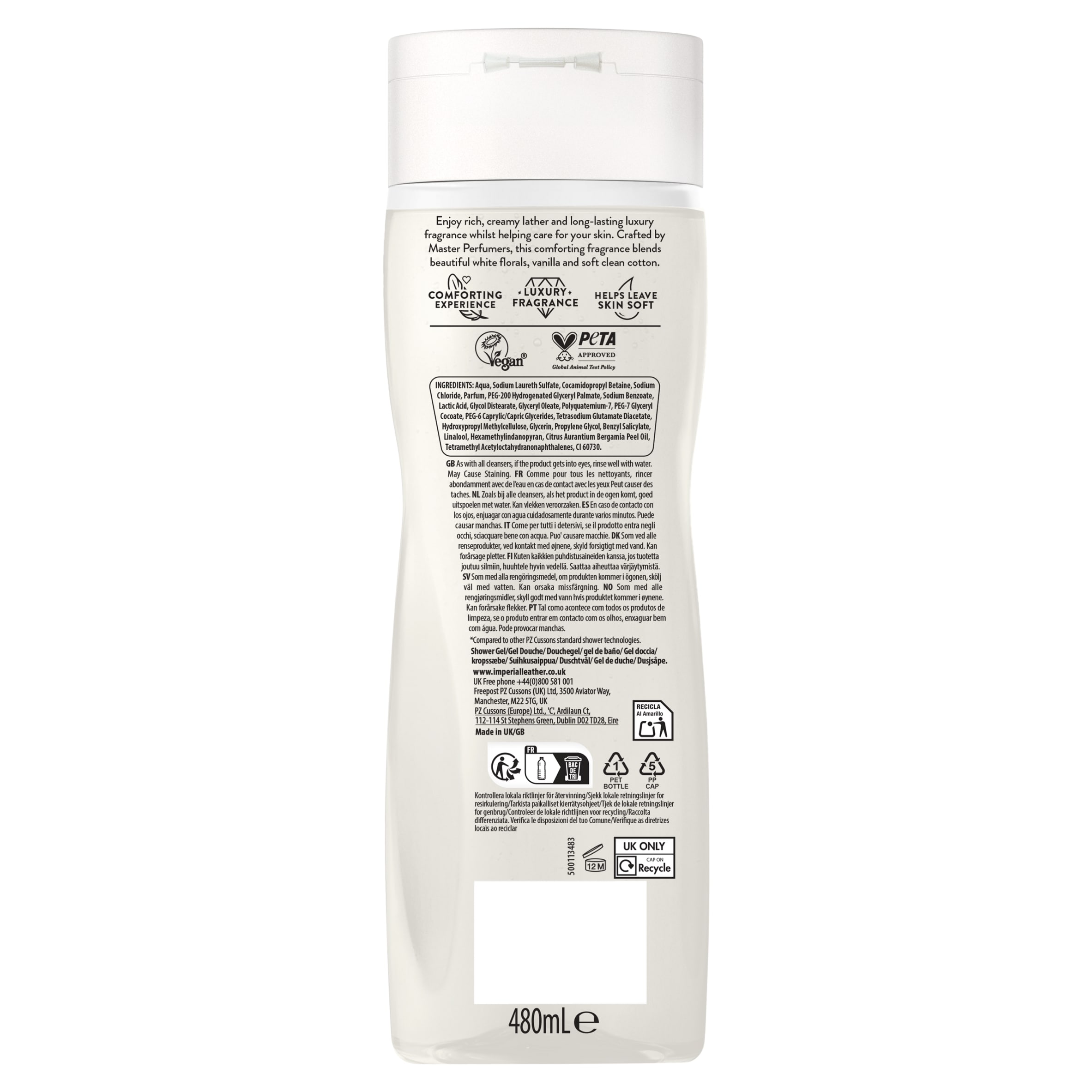 IMPERIAL LEATHER BODYWASH COTTON FLOWER & VANILLA 480ML thumbnail 2