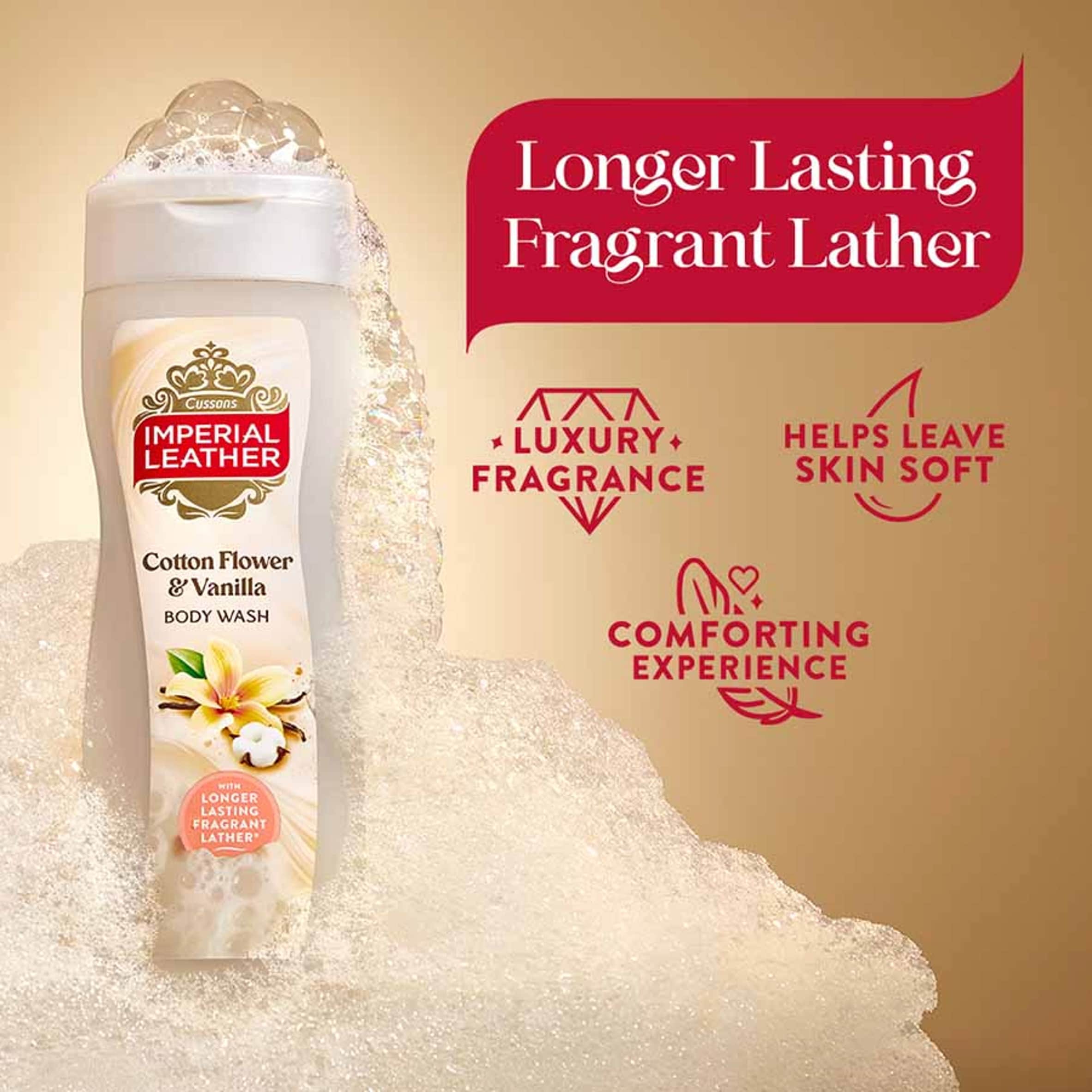 IMPERIAL LEATHER BODYWASH COTTON FLOWER & VANILLA 480ML thumbnail 3