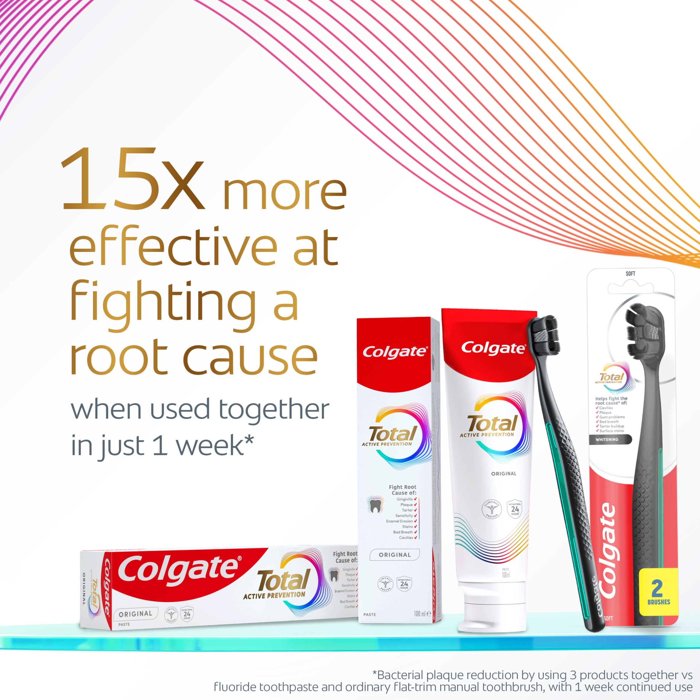 Colgate Total Active Prevention Whitening Soft Toothbrush 2 Pack thumbnail 3