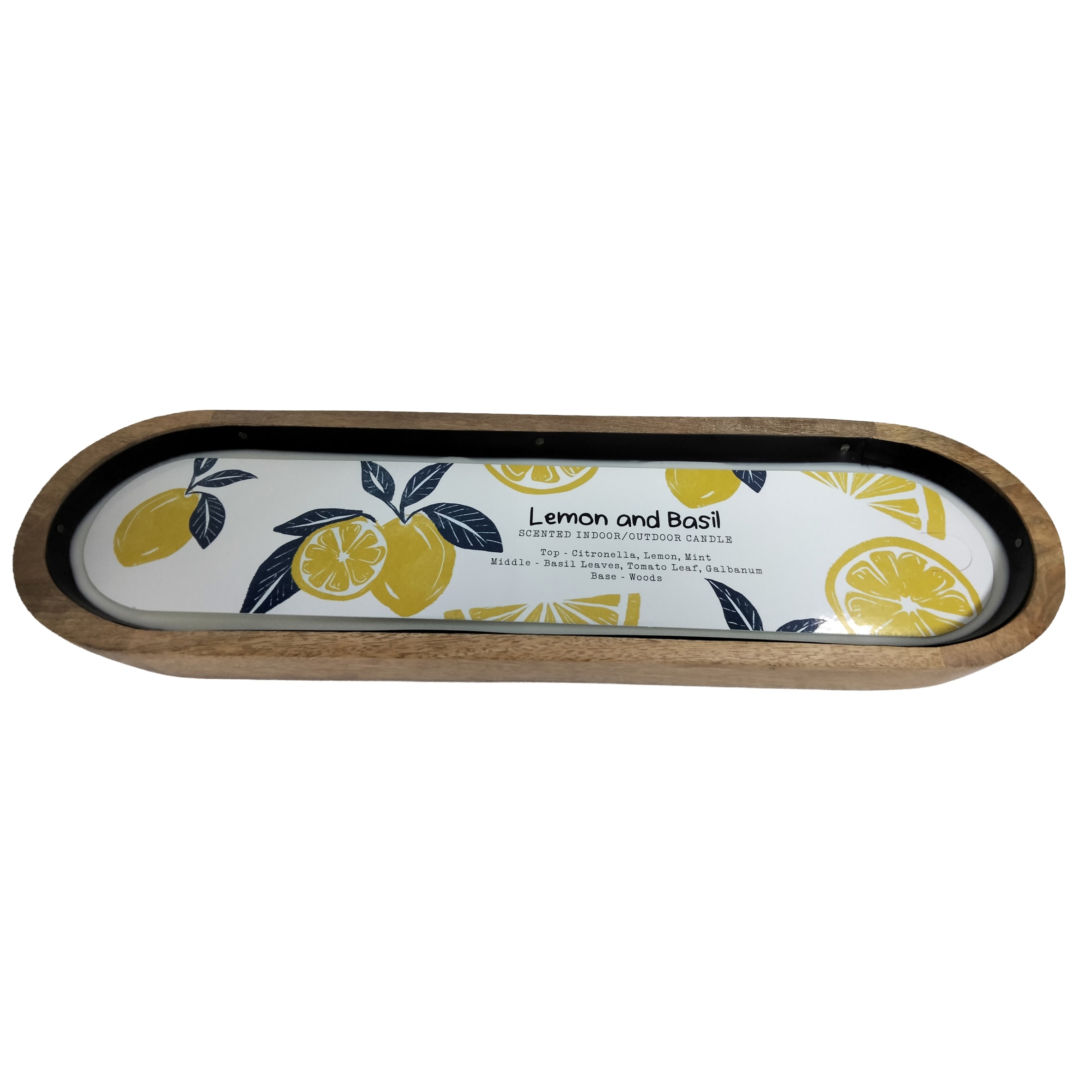 F&F Home Lemon and Basil Large Wooden Elliptical Candle 653g