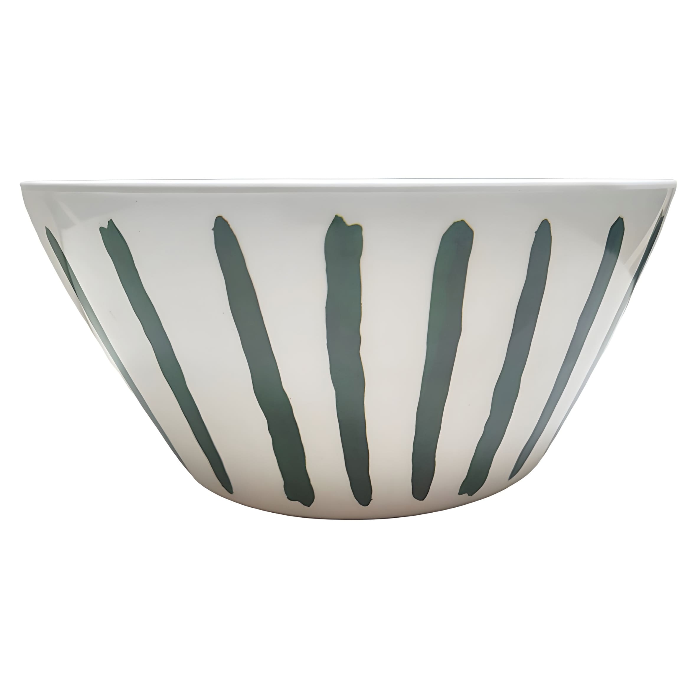 F&F Home Palm Tree Green Stripe Serve Bowl