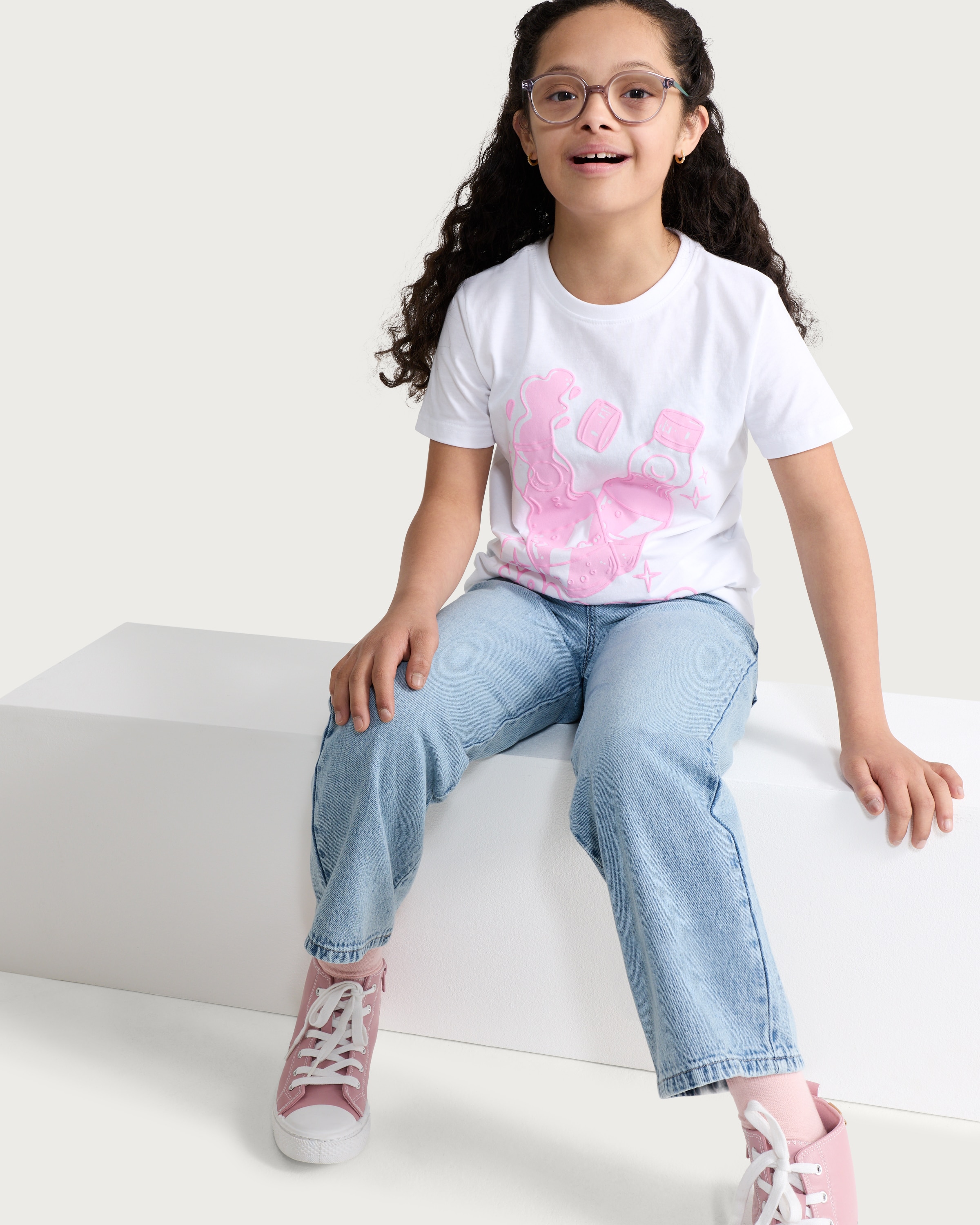 F&F Girls Pure Cotton K-Pop Soda Pop Print T-Shirt in Multi thumbnail 2