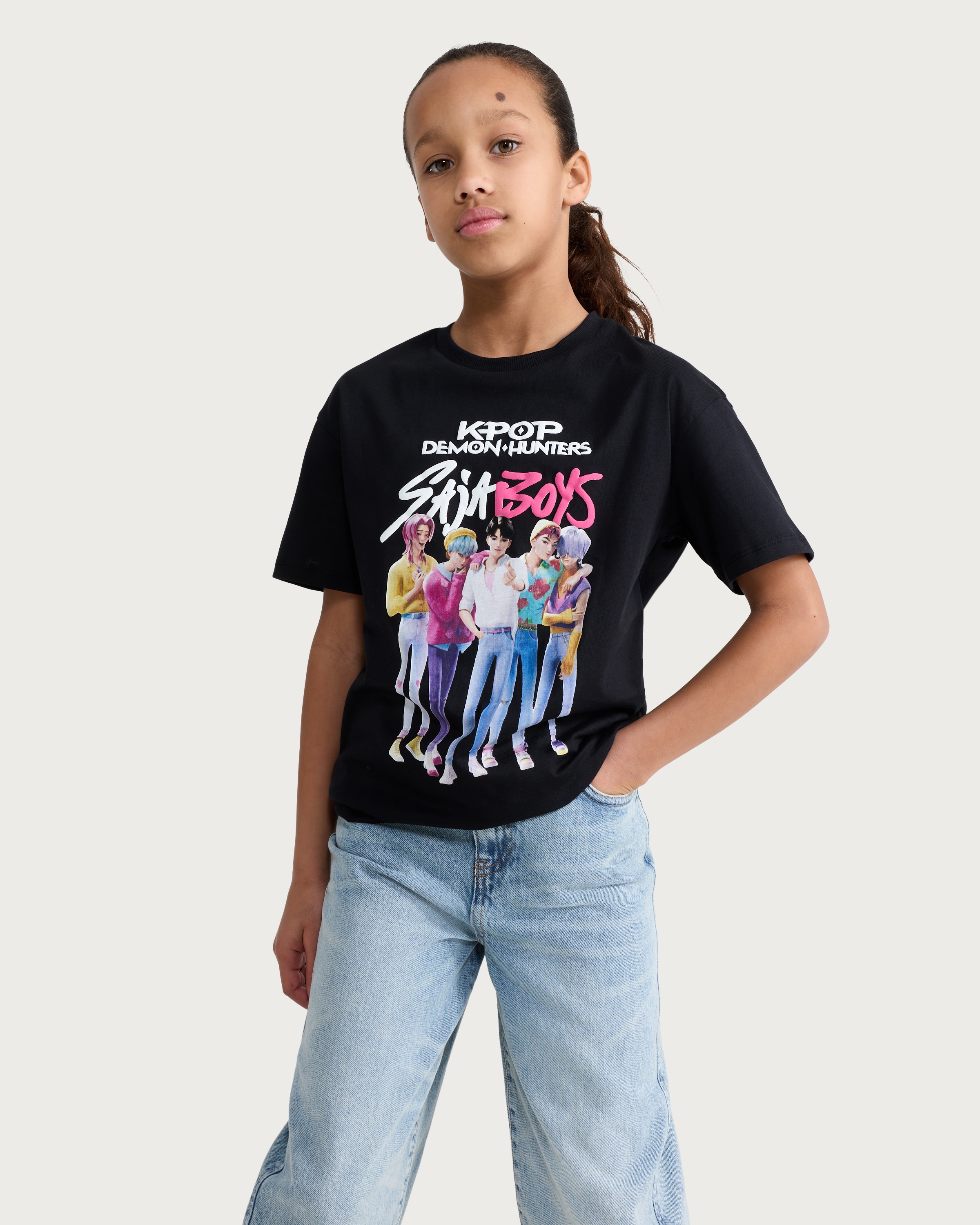 K-Pop Demon Hunters Pure Cotton Saja Boys T-Shirt in Black thumbnail 2