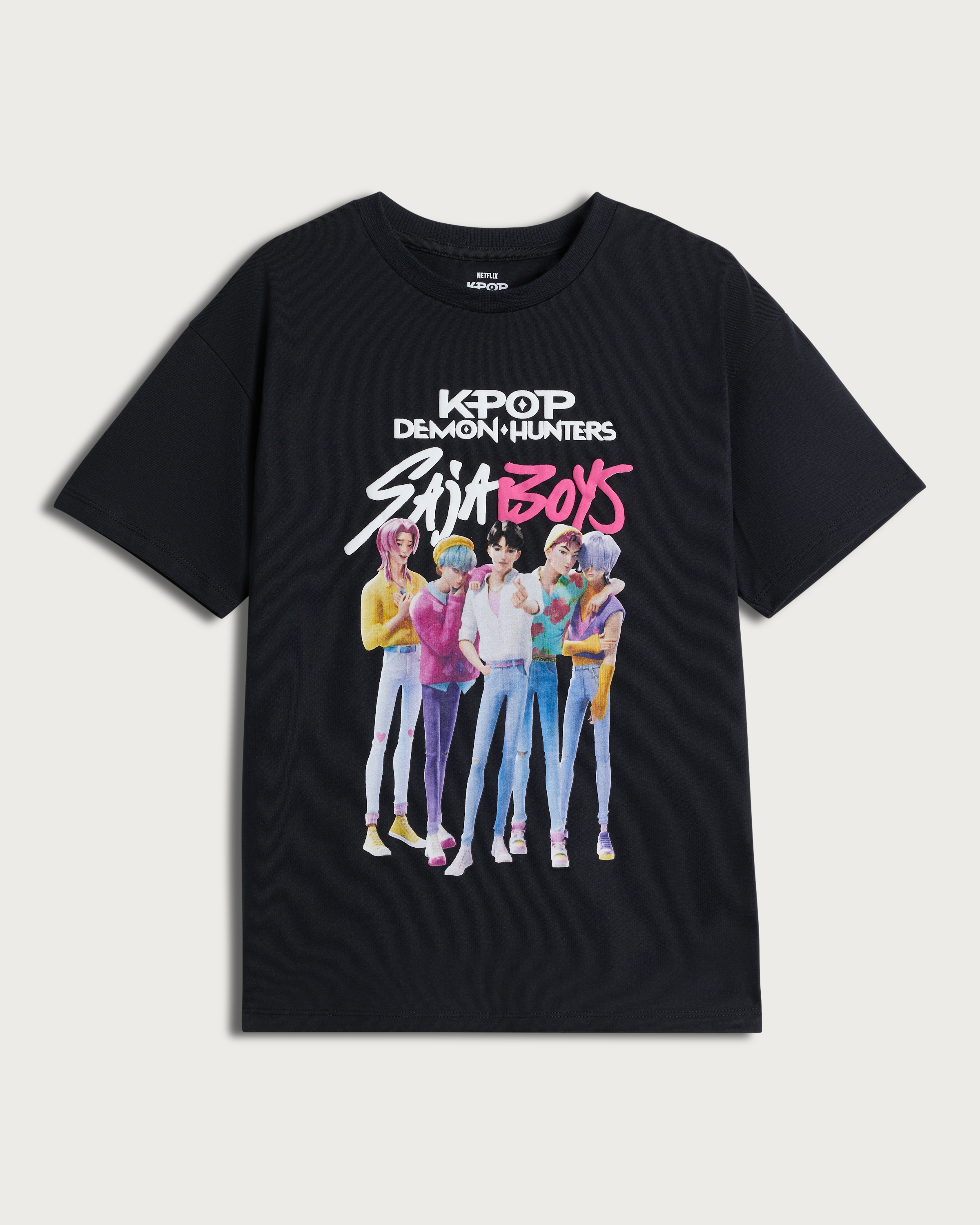 K-Pop Demon Hunters Pure Cotton Saja Boys T-Shirt in Black thumbnail 4