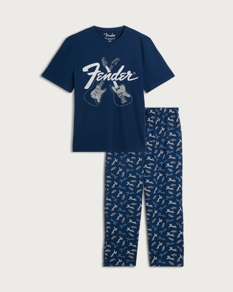 Fender Pure Cotton Pyjama Set in Navy