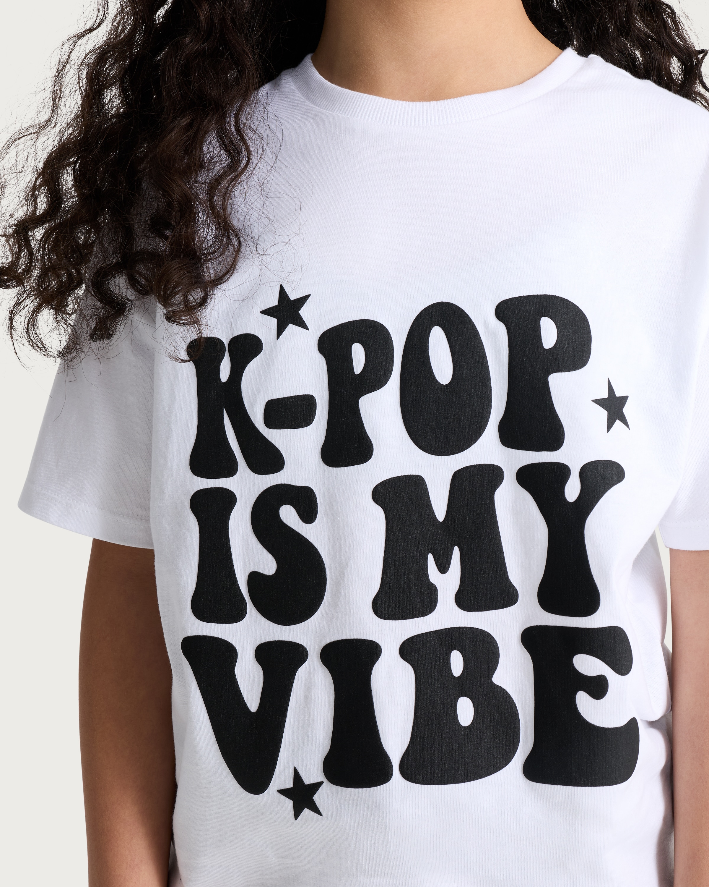 F&F Girls Pure Cotton K-Pop Is My Vibe Slogan T-Shirt in Multi
