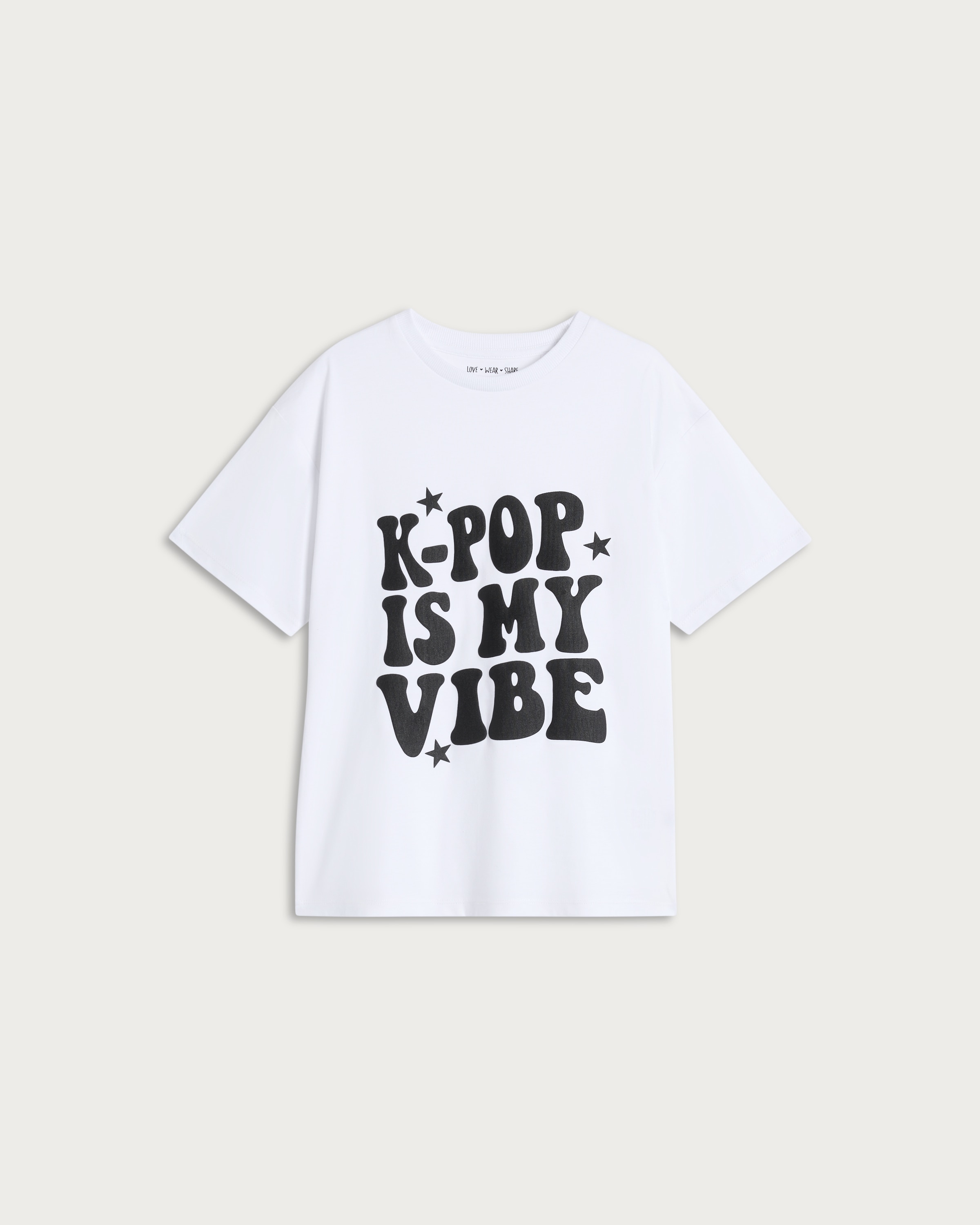 F&F Girls Pure Cotton K-Pop Is My Vibe Slogan T-Shirt in Multi thumbnail 4