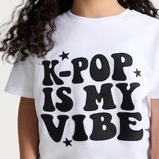 F&F Girls Pure Cotton K-Pop Is My Vibe Slogan T-Shirt in White