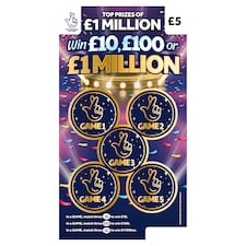 WIN £10, £100 OR £1 MILLION SCRATCHCARD