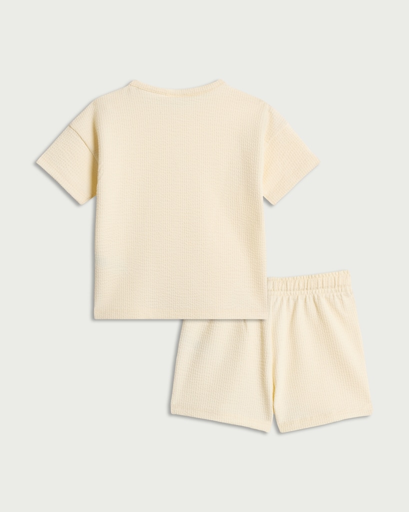 F&F Baby 2-Pack Textured Top and Shorts Set in Cream thumbnail 2