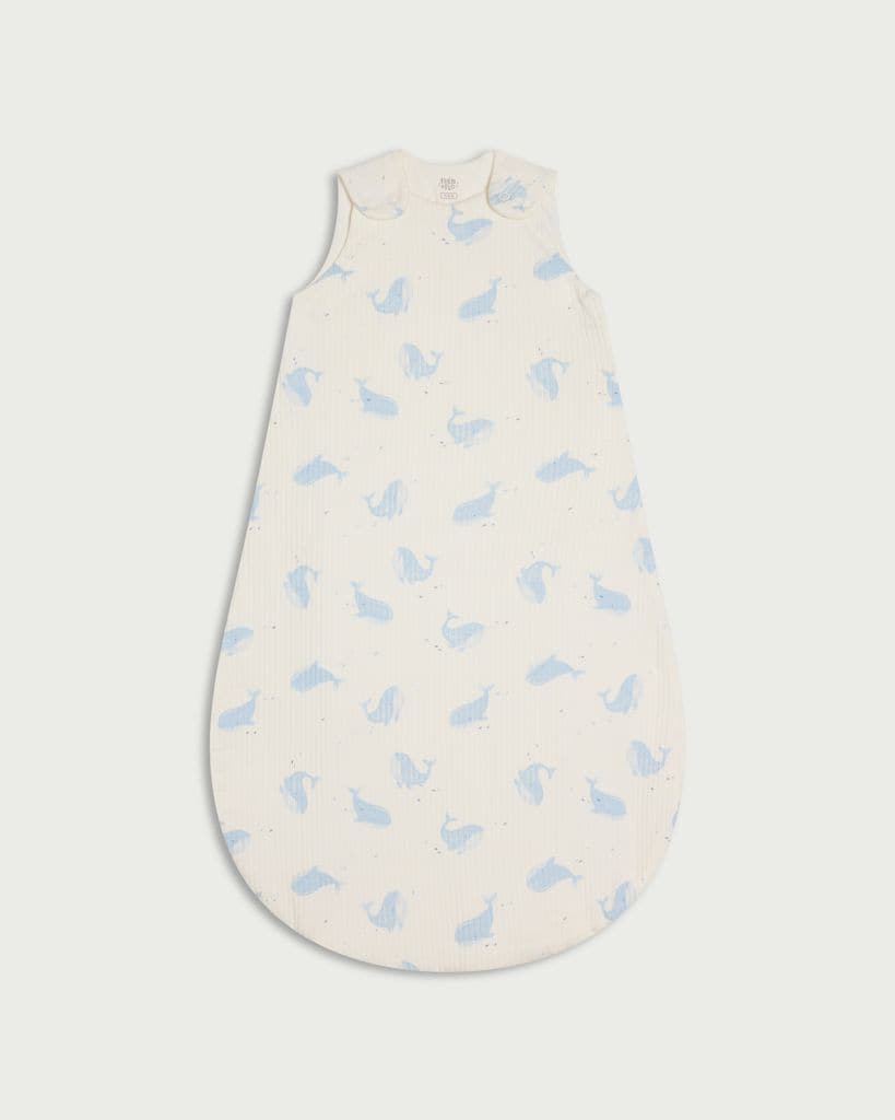 F&F Baby Cotton Rich Whale Print 1.5 Tog Sleeping Bag in Blue