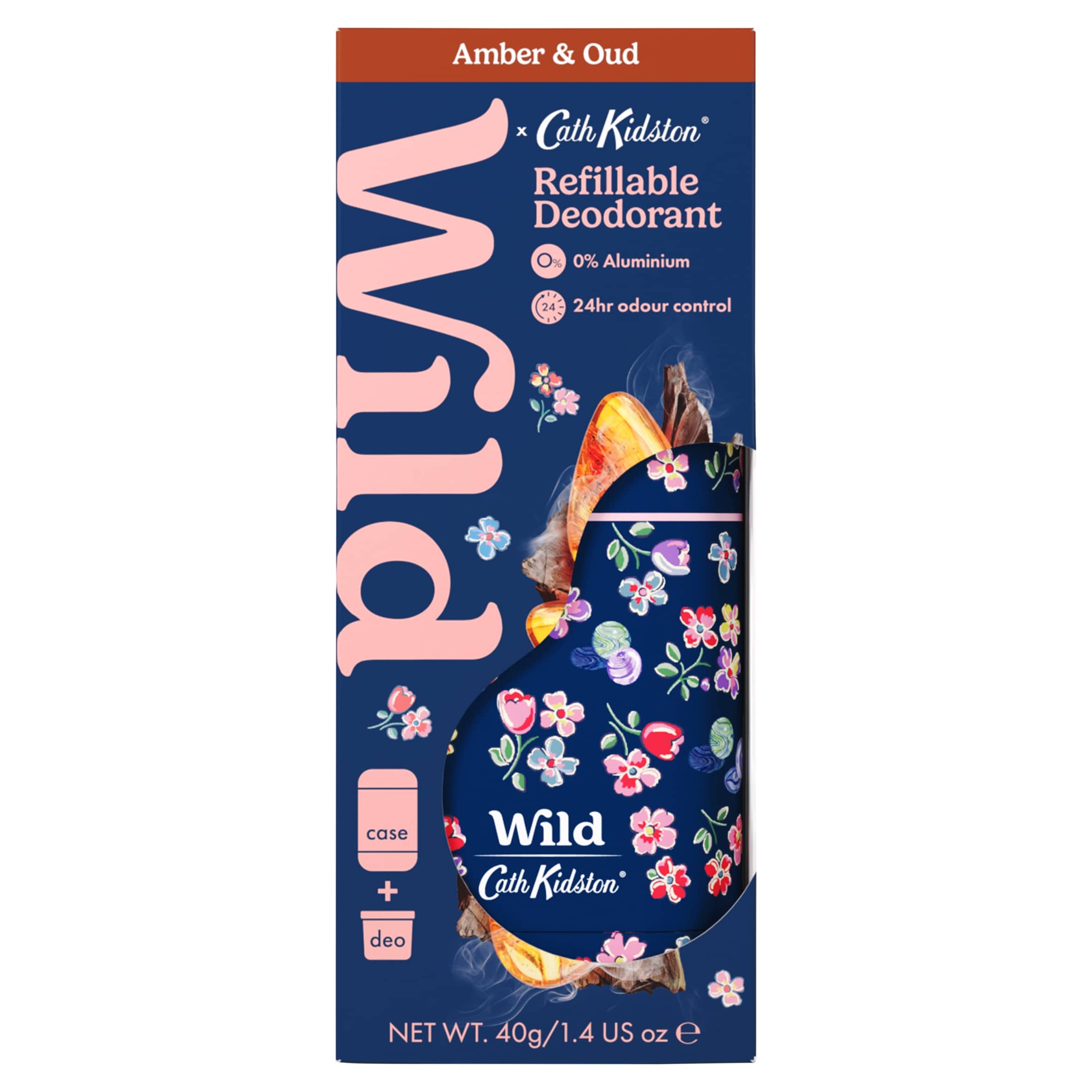 Wild & Cath Kidston Amber & Oud Refillable Deodorant 0% Aluminium 40g