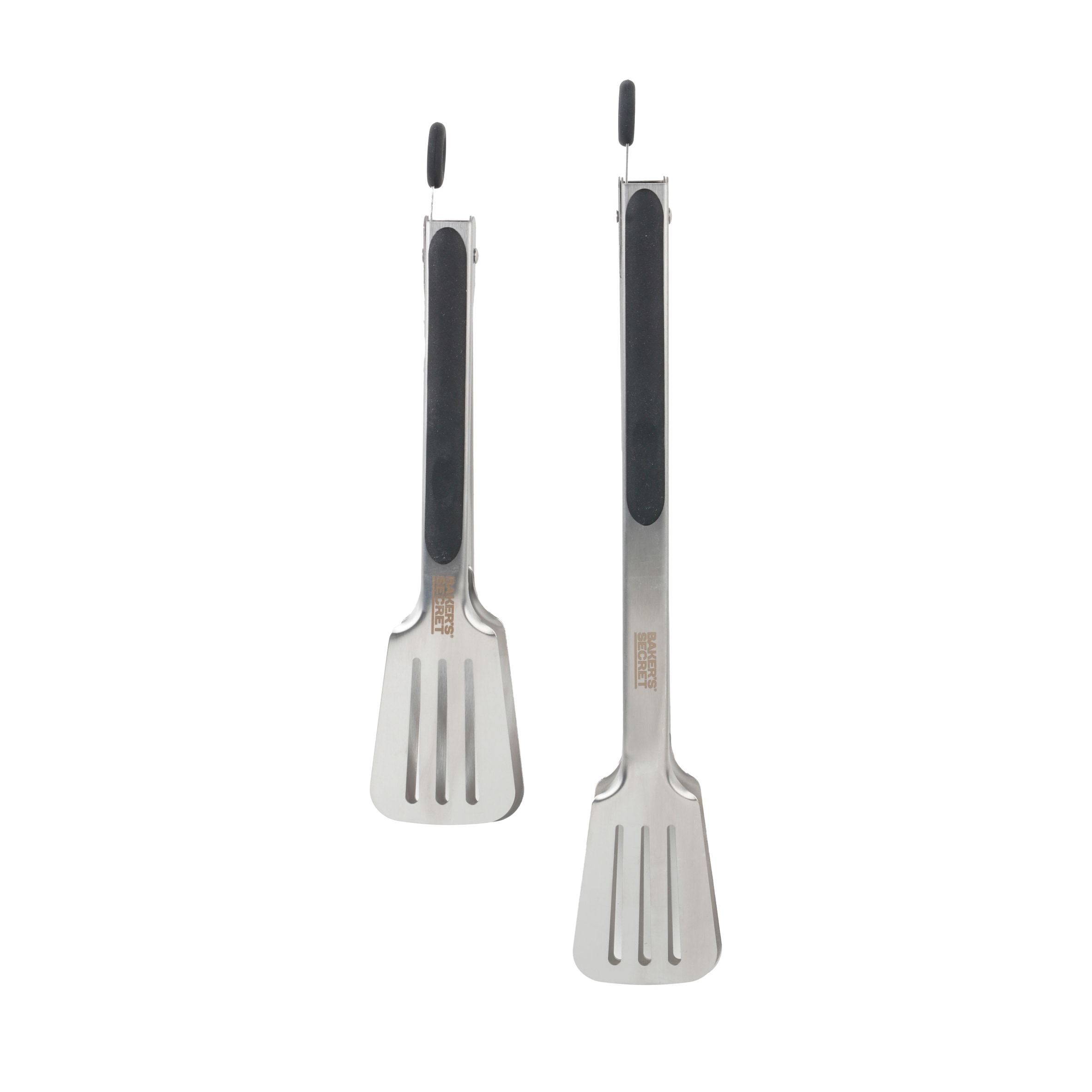 Bakers Secret Black Stainless Steel Tongs 2 Pack