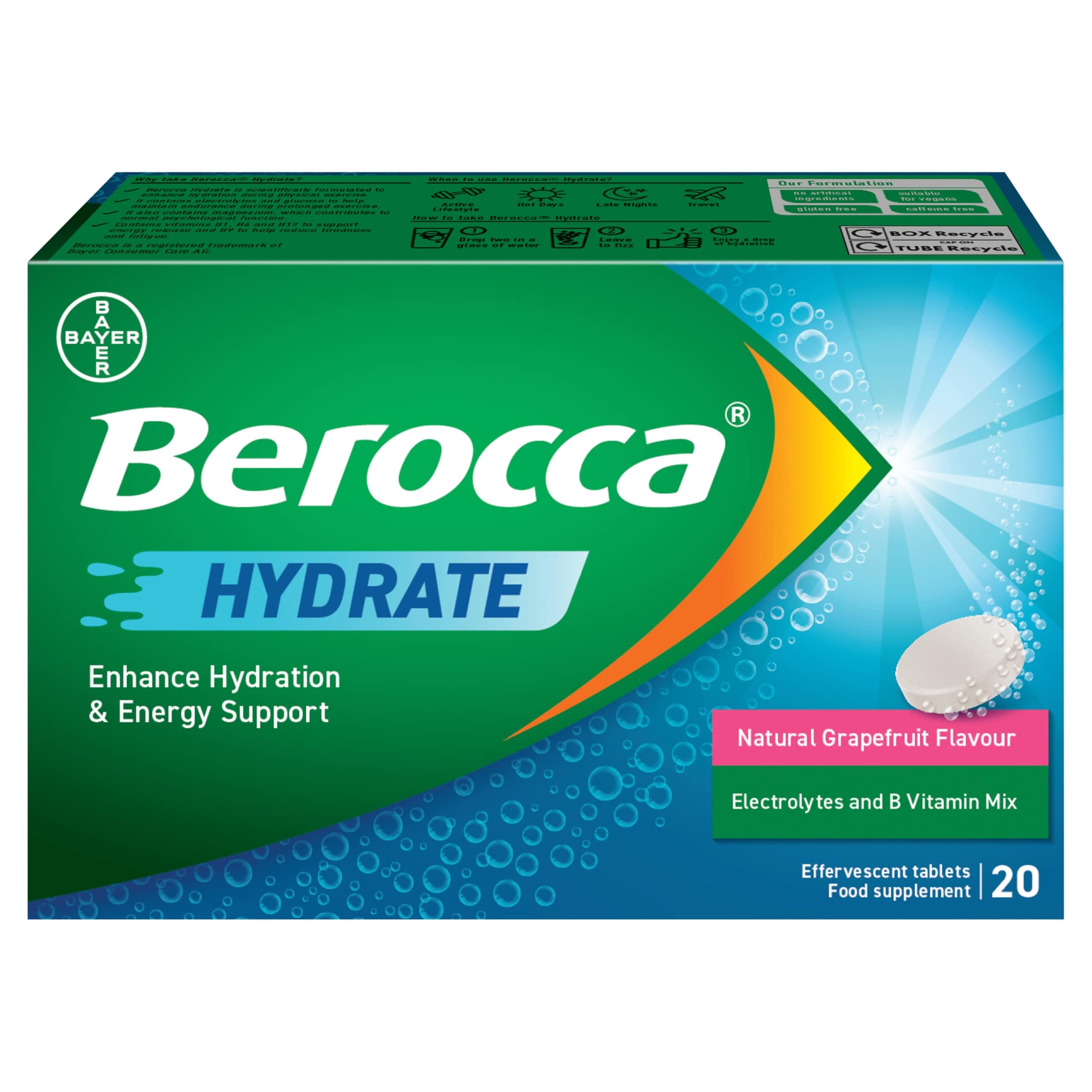 Berocca Hydrate Natural Grapefruit Effervescent Tablets 20