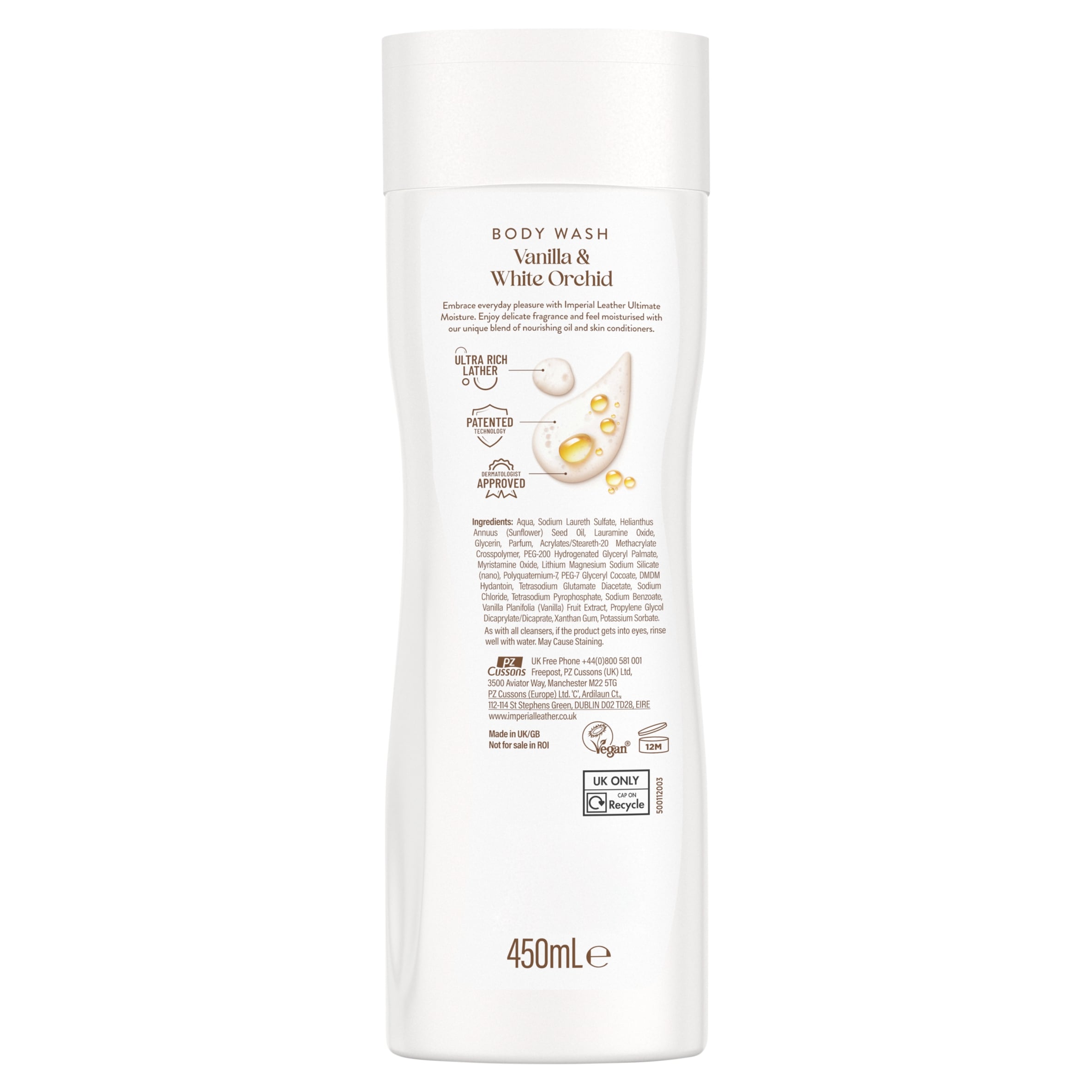 IMPERIAL LEATHER ULTIMATE MOISTURE VANILLA & WHITE ORCHID BODYWASH 450 ML thumbnail 2
