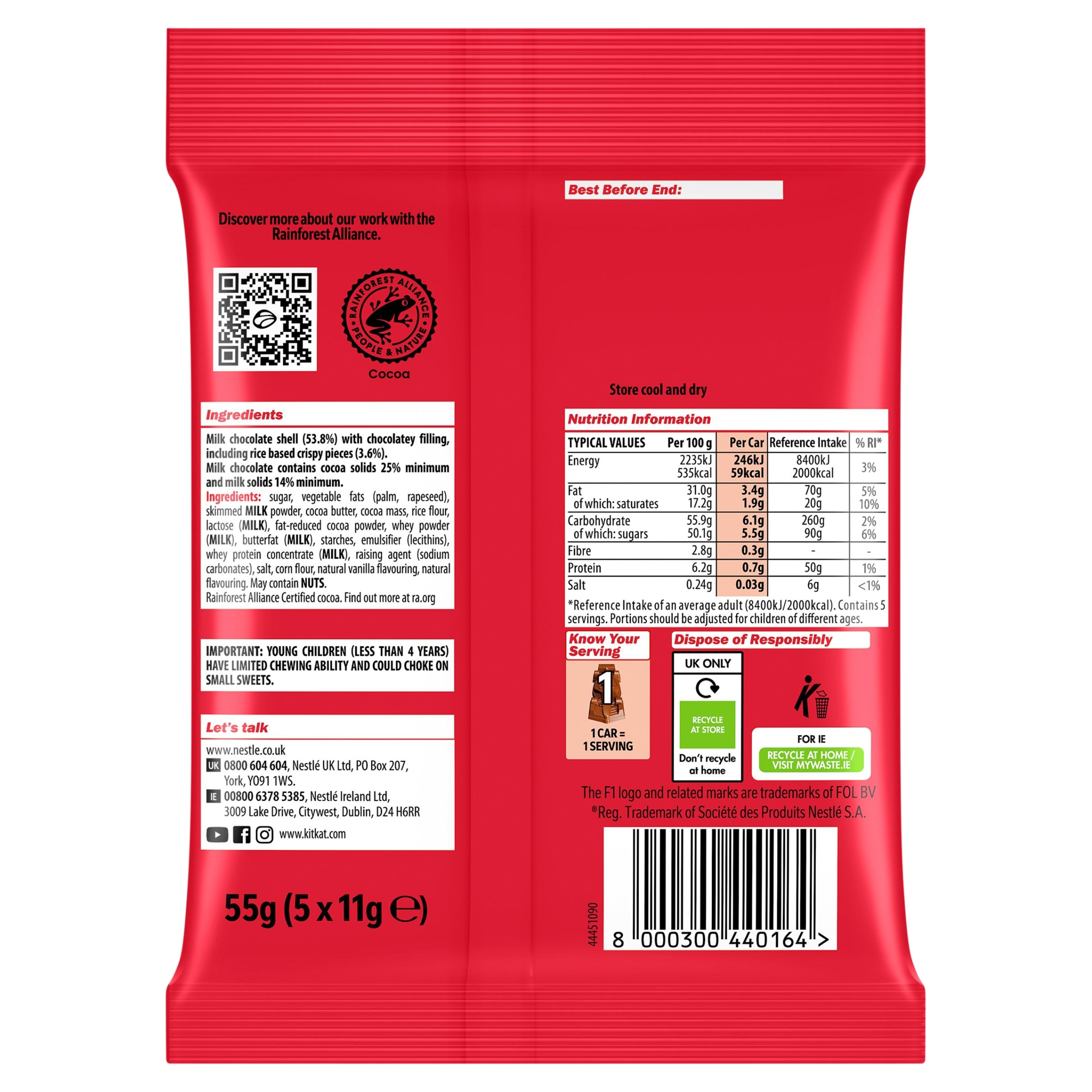 Kit Kat F1 Milk Chocolate Bar 55g thumbnail 3