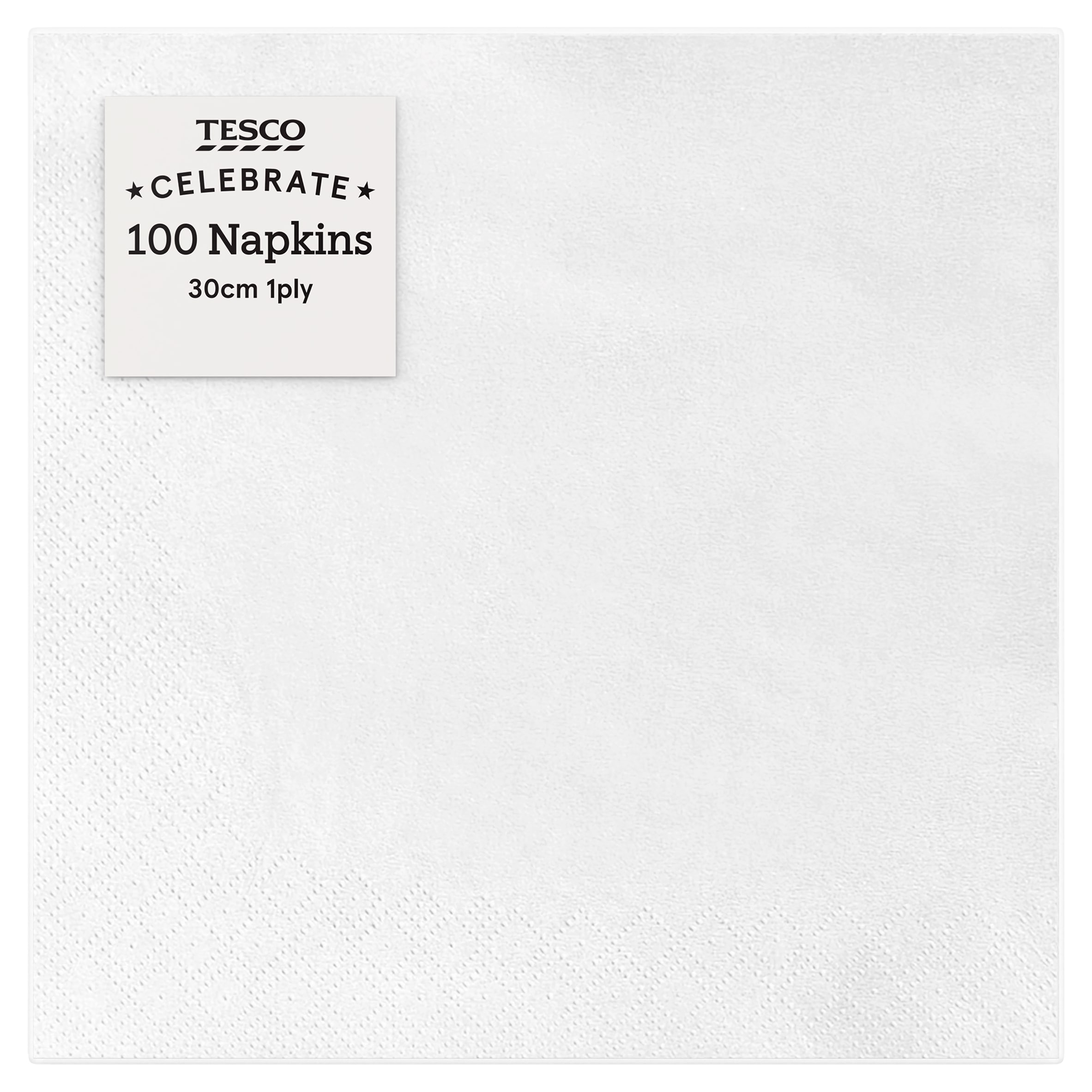Tesco Napkins White 30cm 1ply 100 Pack