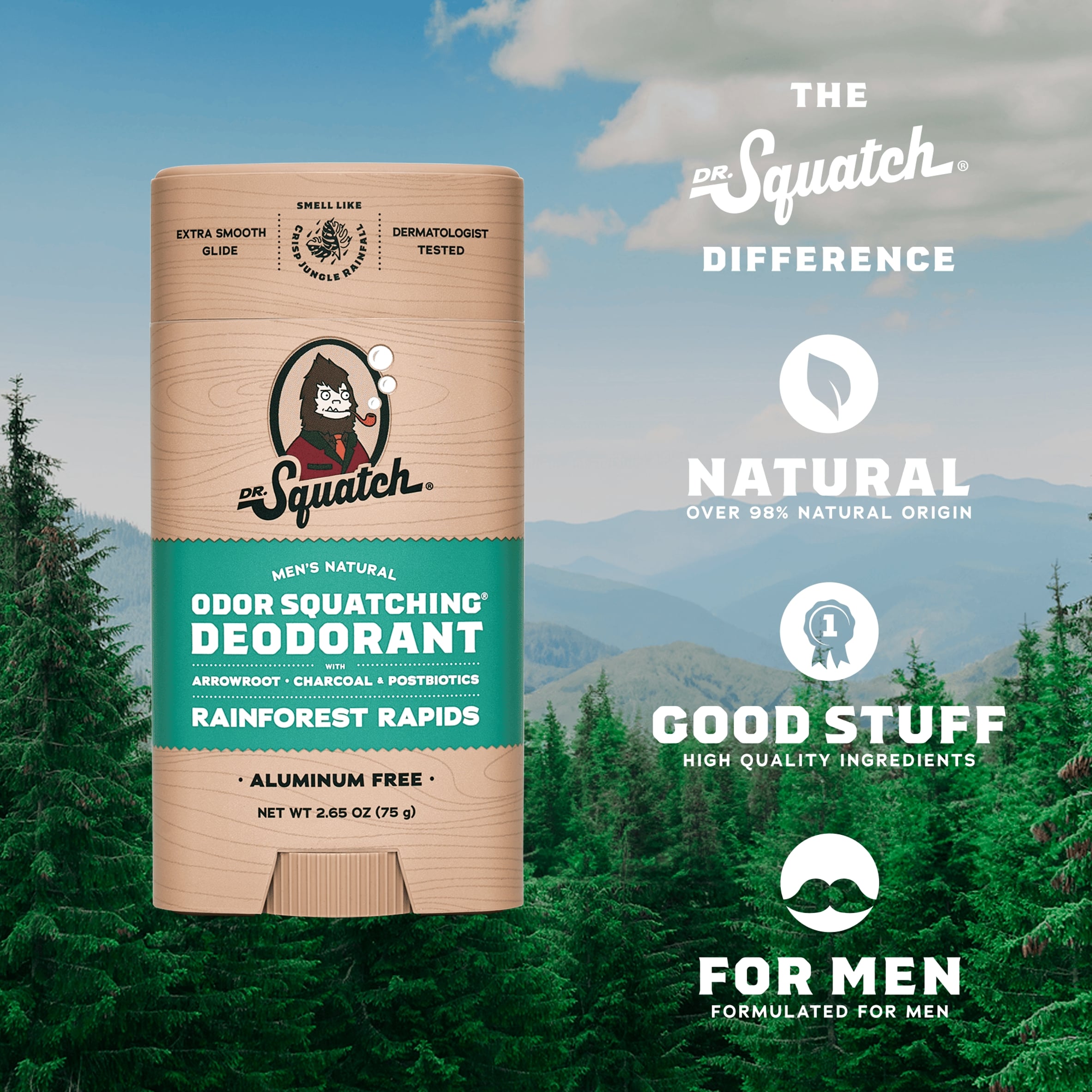 DR. Squatch Natural Stick Deodorant Rainforest Rapids 75g thumbnail 2