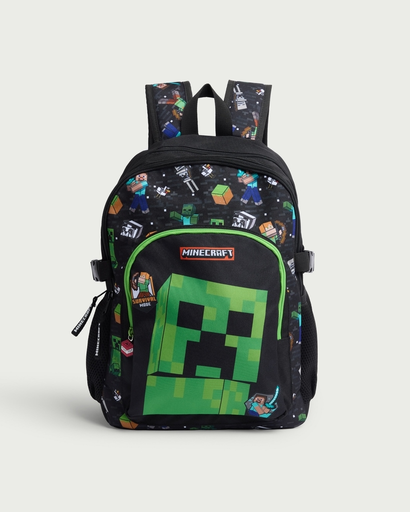 Minecraft Creeper Print Backpack in Multi Black