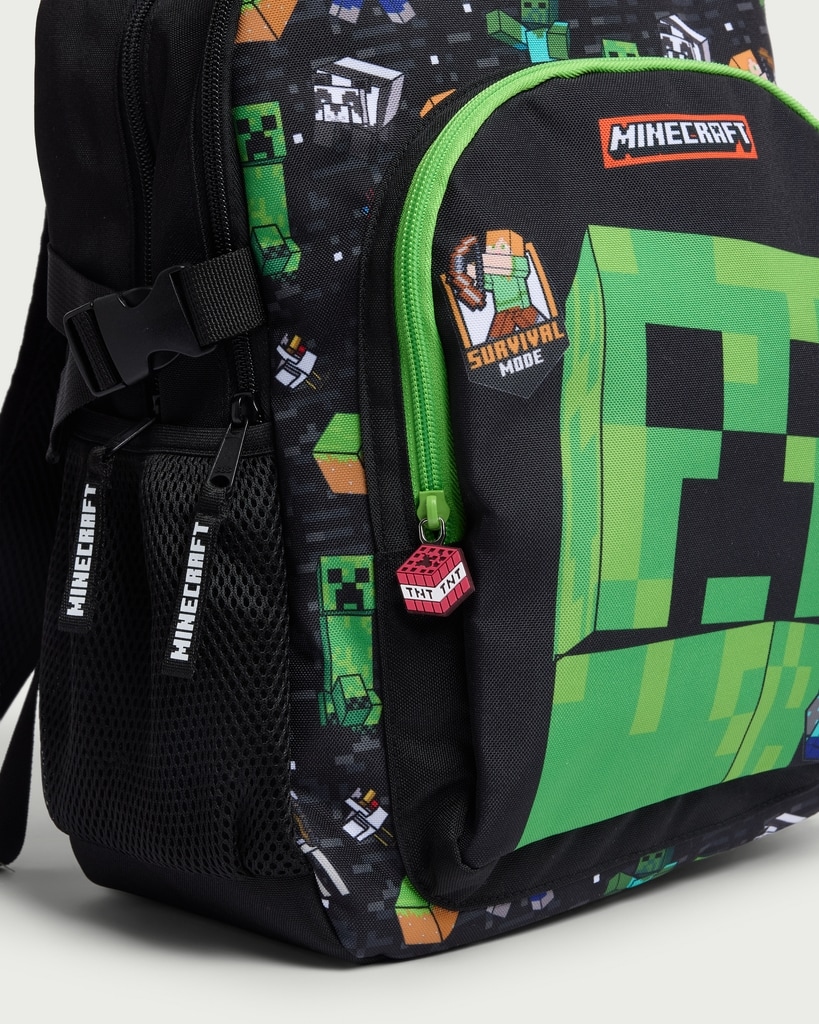 Minecraft Creeper Print Backpack in Multi Black thumbnail 2