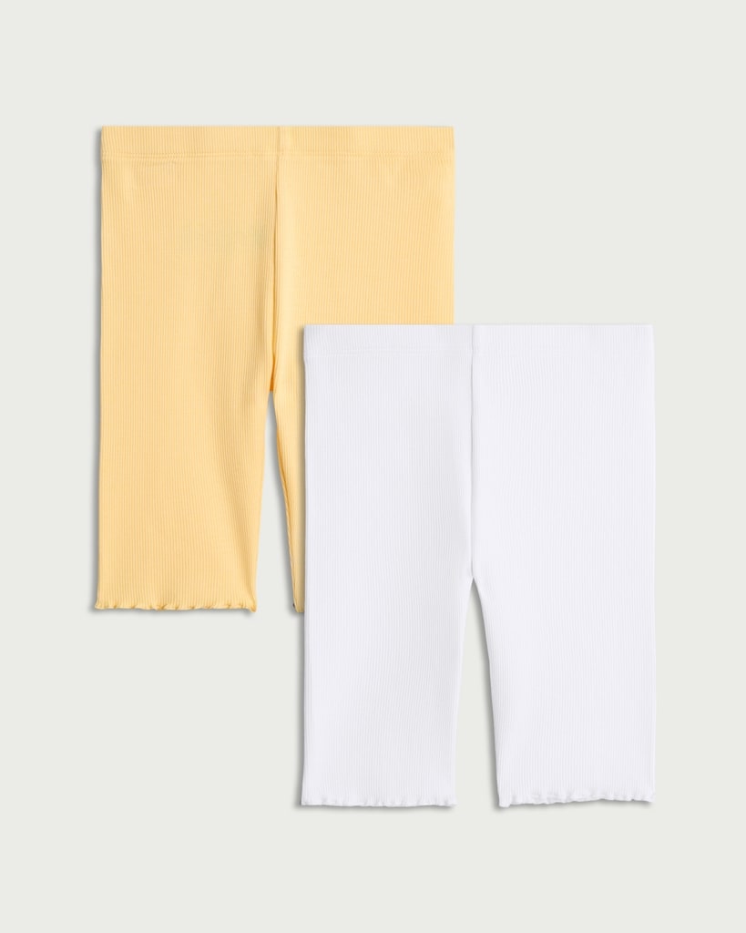 F&F Girls 2-Pack Cotton Rich Ribbed Cyling Shorts in Yellow