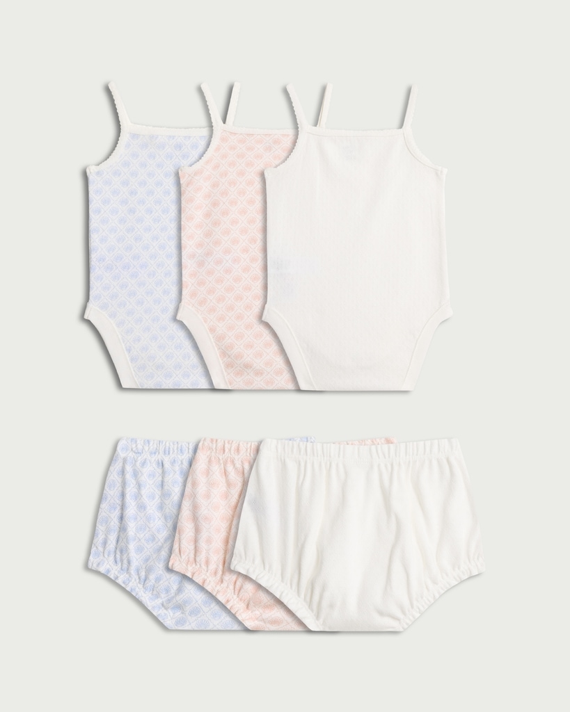 F&F Baby 3-Pack Pure Cotton Vests and Bloomers Sets in White thumbnail 2