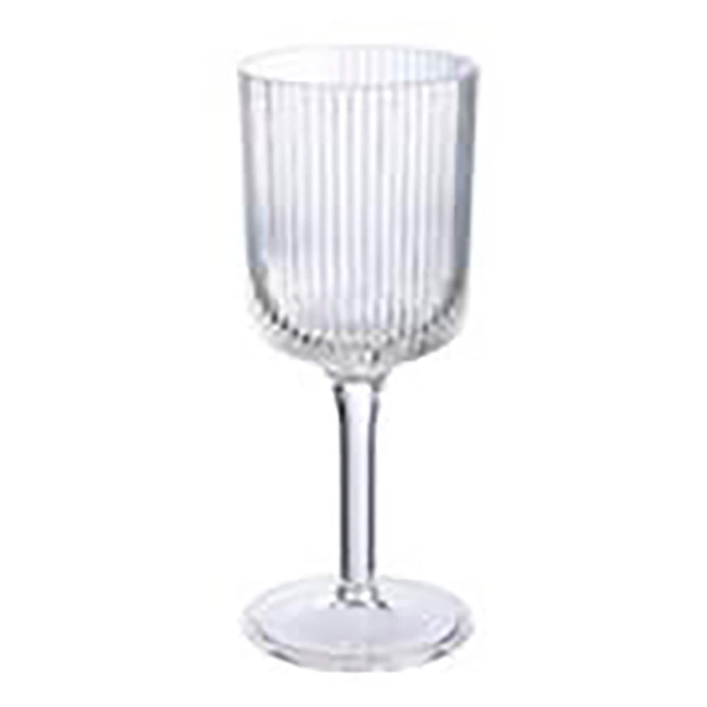 F&F Home clear plastic ribbed wine glass