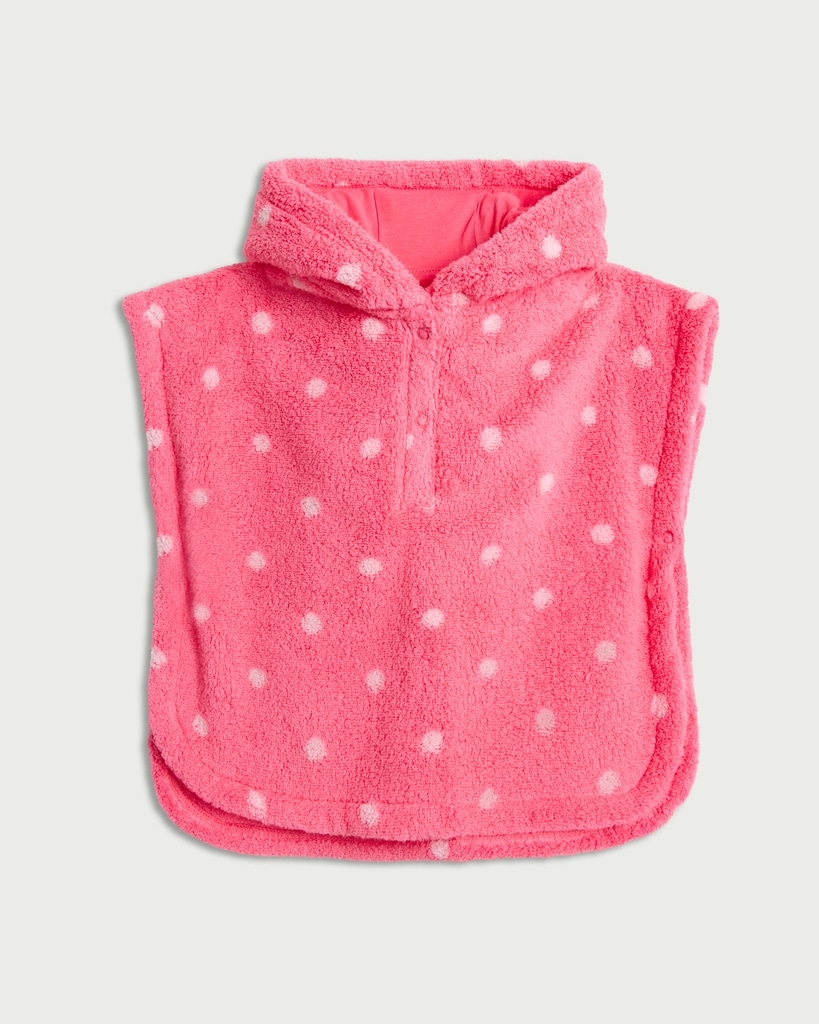 F&F Baby Pure Cotton Polka Dot Hooded Poncho Towel in Pink