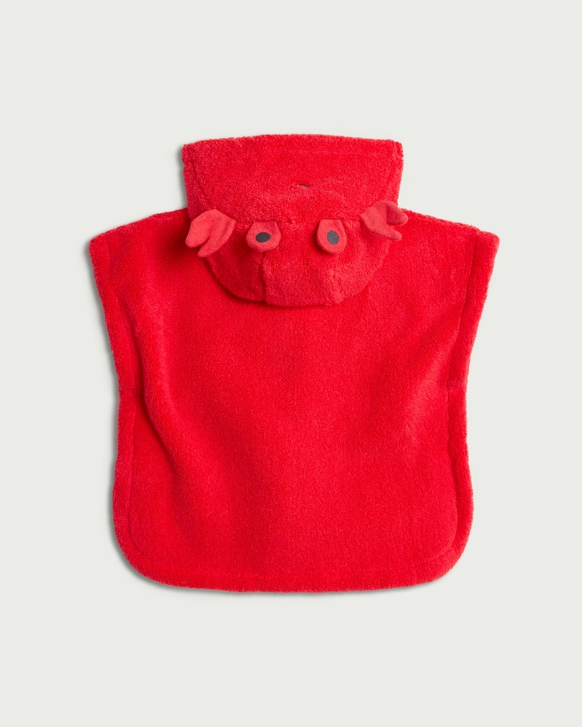 F&F Baby Pure Cotton Crab Hooded Poncho Towel in Red thumbnail 2