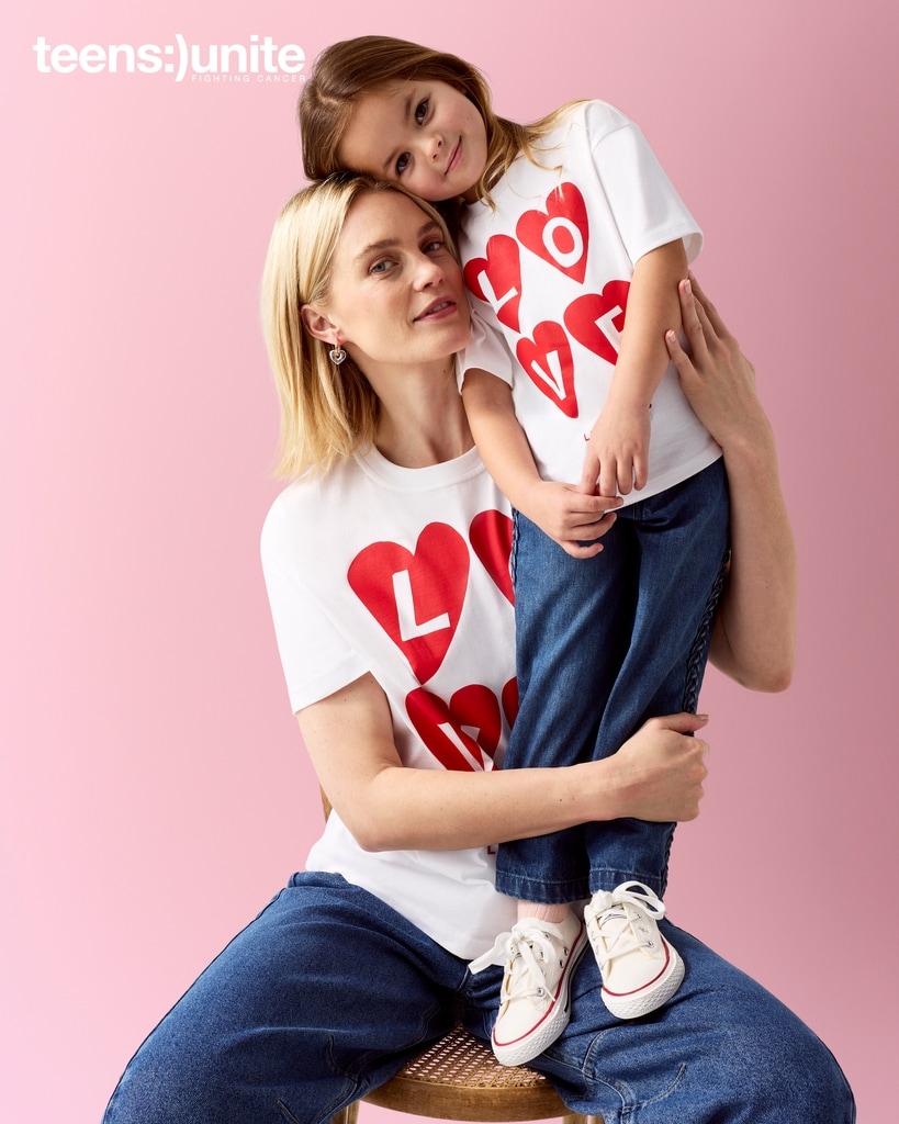 F&F Girls Pure Cotton Love Club T‑Shirt – Supporting Teens Unite Fighting Cancer in White