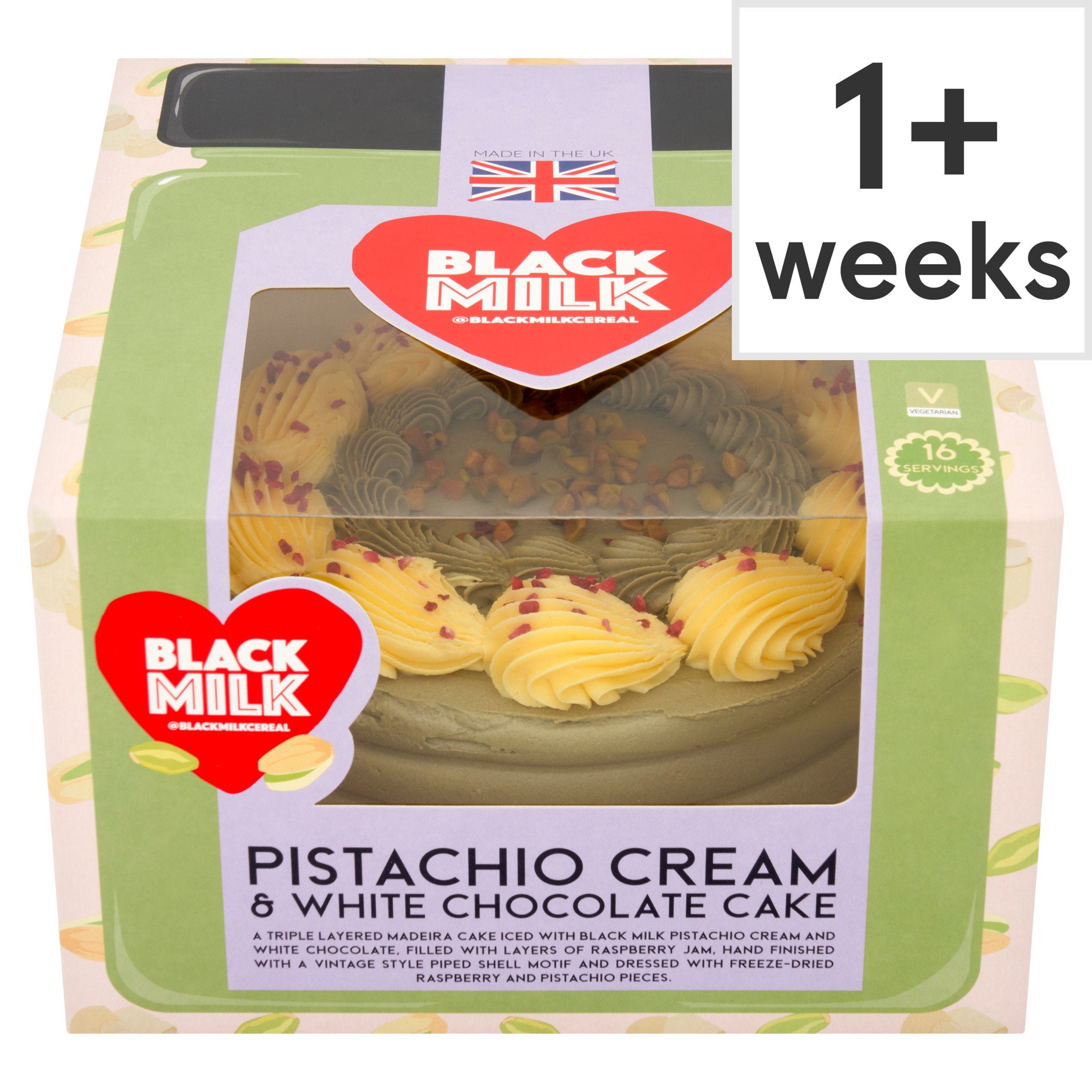 Black Milk Pistachio Cream & White Chocolate Cake