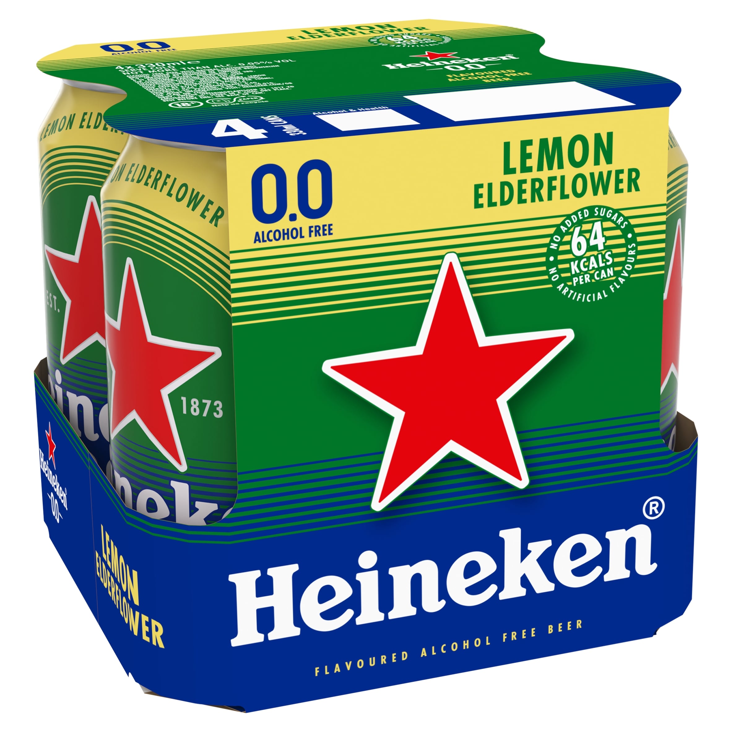 Heineken 0.0% Lemon Elderflower Flavoured Beer Alcohol Free Cans 4 x 330ml