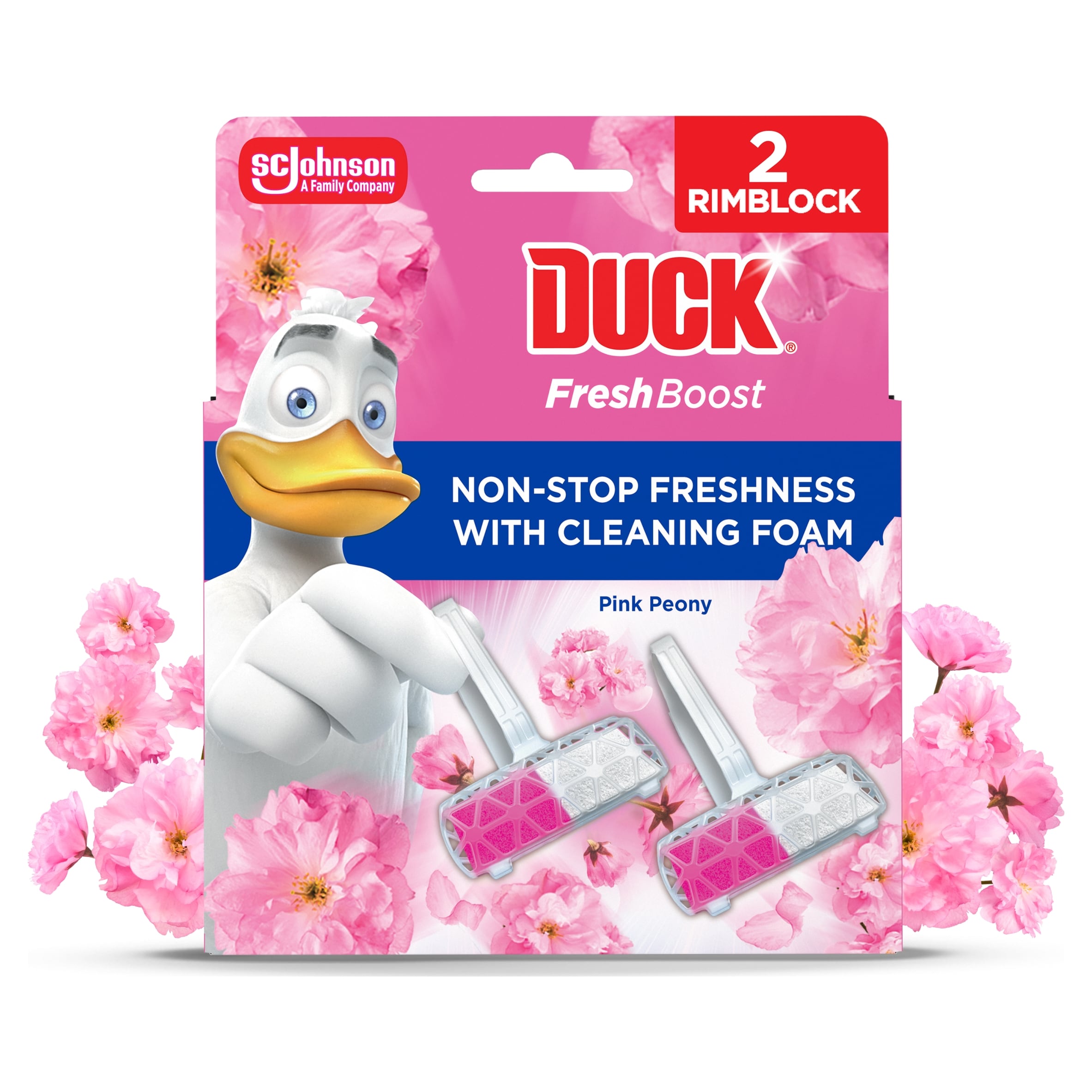 Duck Fresh Boost Toilet Rim Block Pink Peony 2x16g