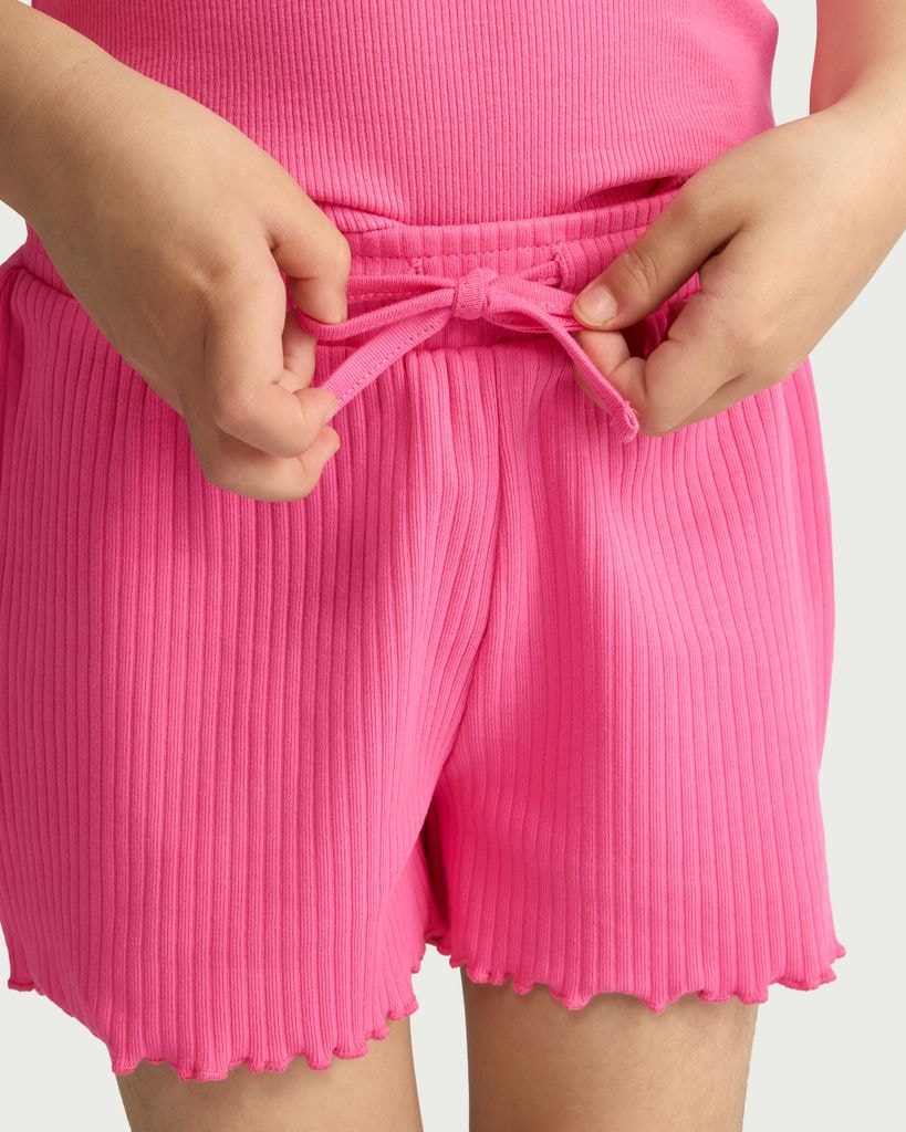 F&F Girls 2-Pack Cotton Rich Ribbed Shorts in Multi Pink