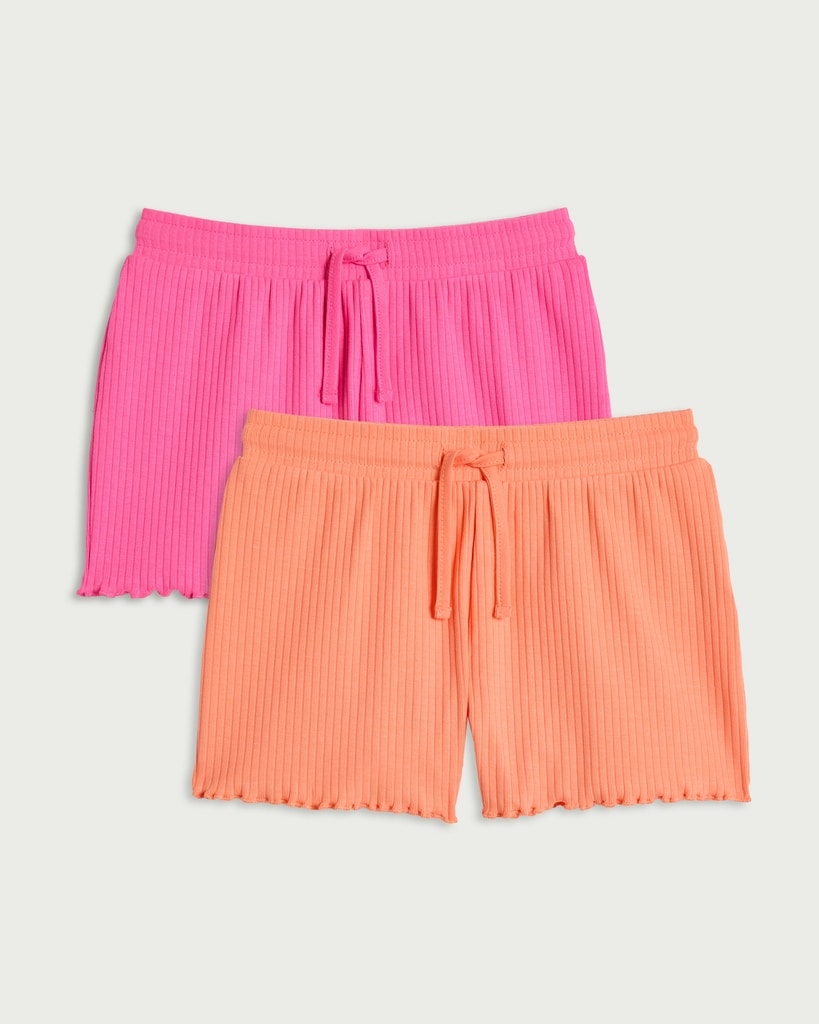 F&F Girls 2-Pack Cotton Rich Ribbed Shorts in Multi Pink thumbnail 2