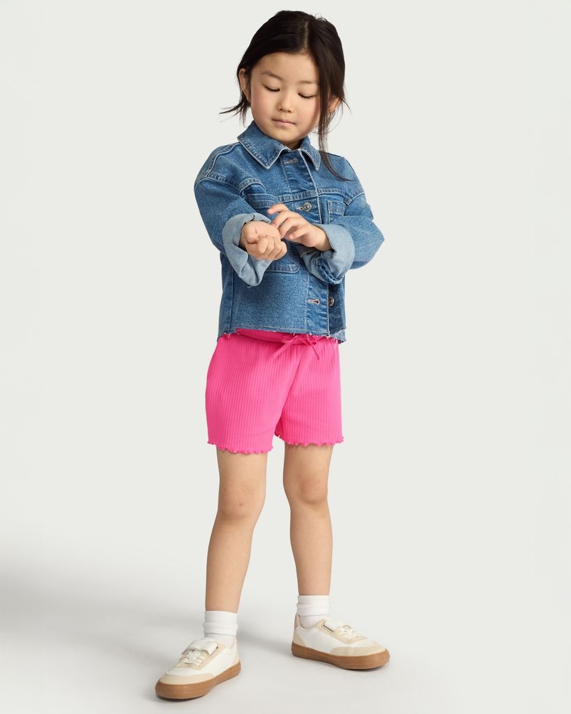 F&F Girls 2-Pack Cotton Rich Ribbed Shorts in Multi Pink thumbnail 3