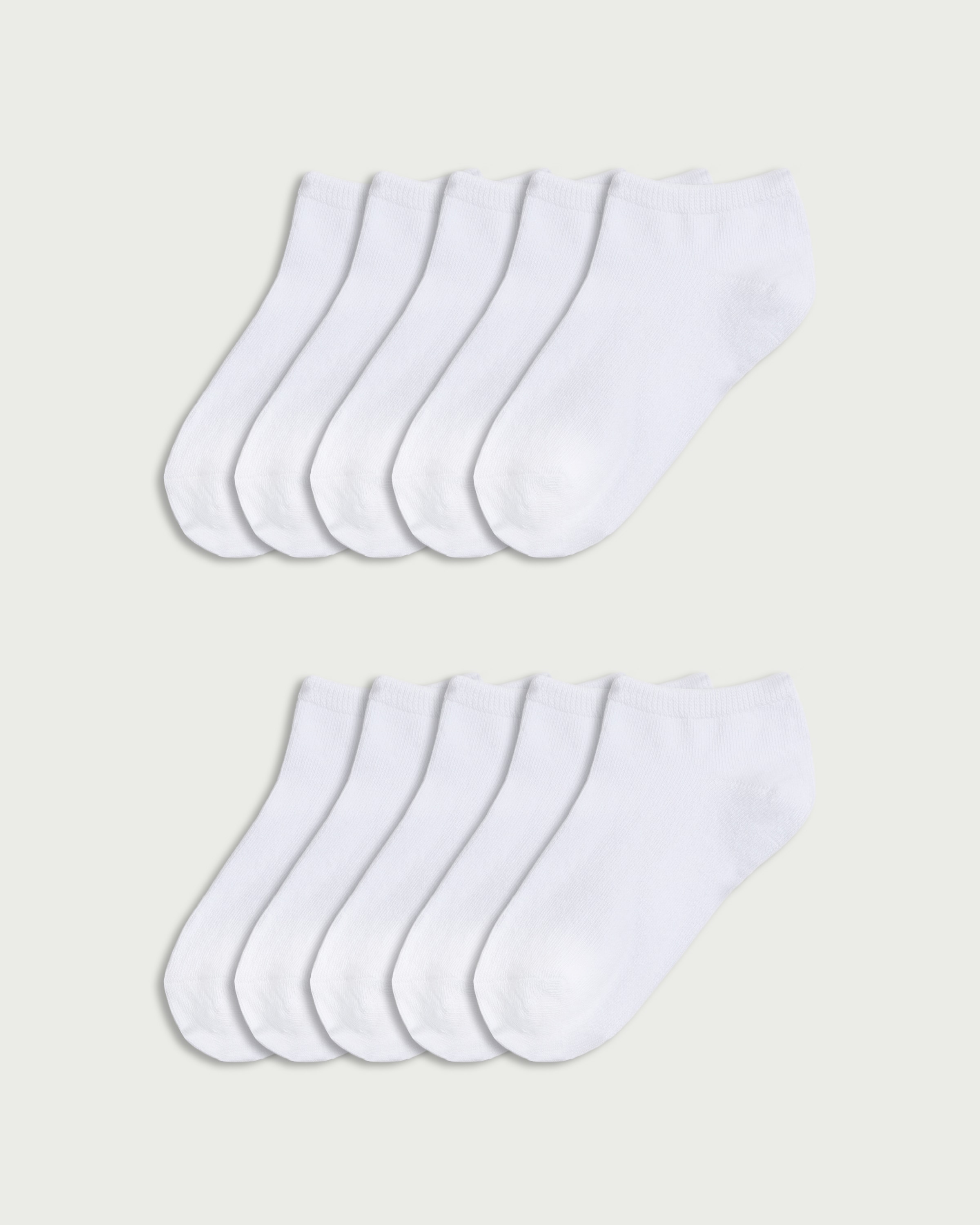 F&F Girls 10-Pack Cotton Rich Trainer Socks in White