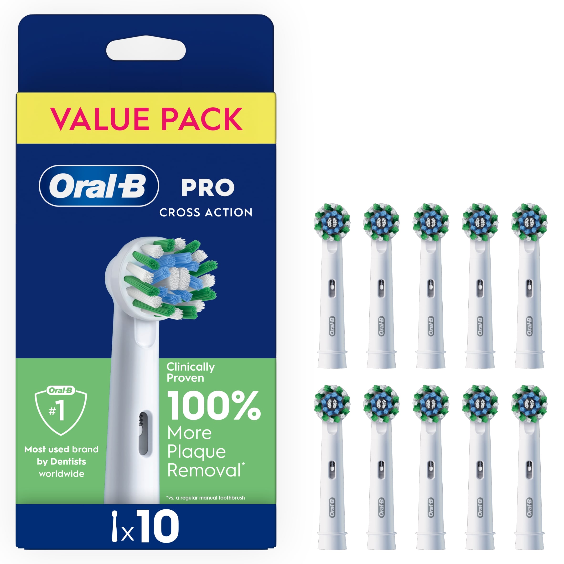 Oral-B Cross Pro Cross Action White Toothbrush Heads 10 Pack