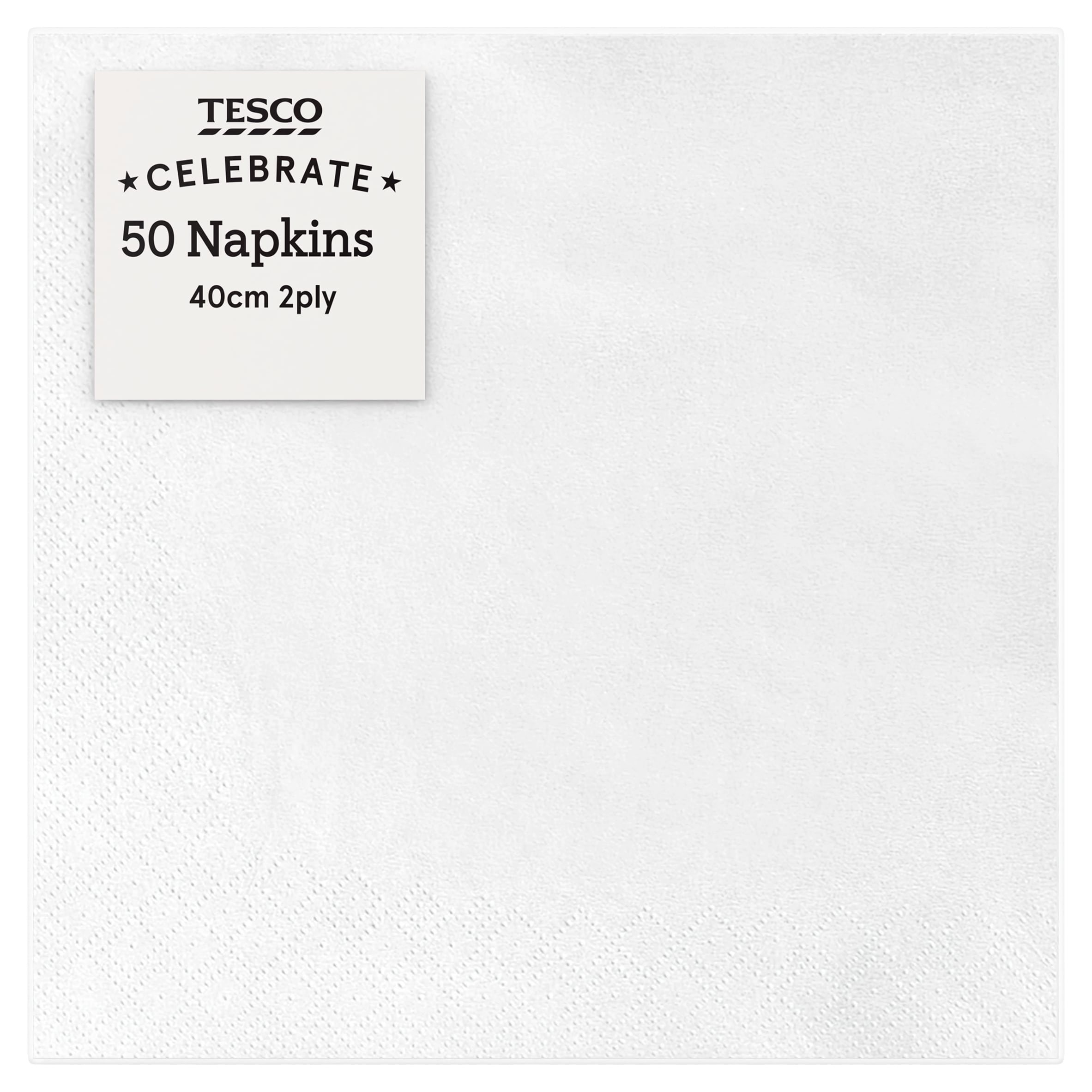 Tesco Napkins White 40cm 2ply 50 Pack