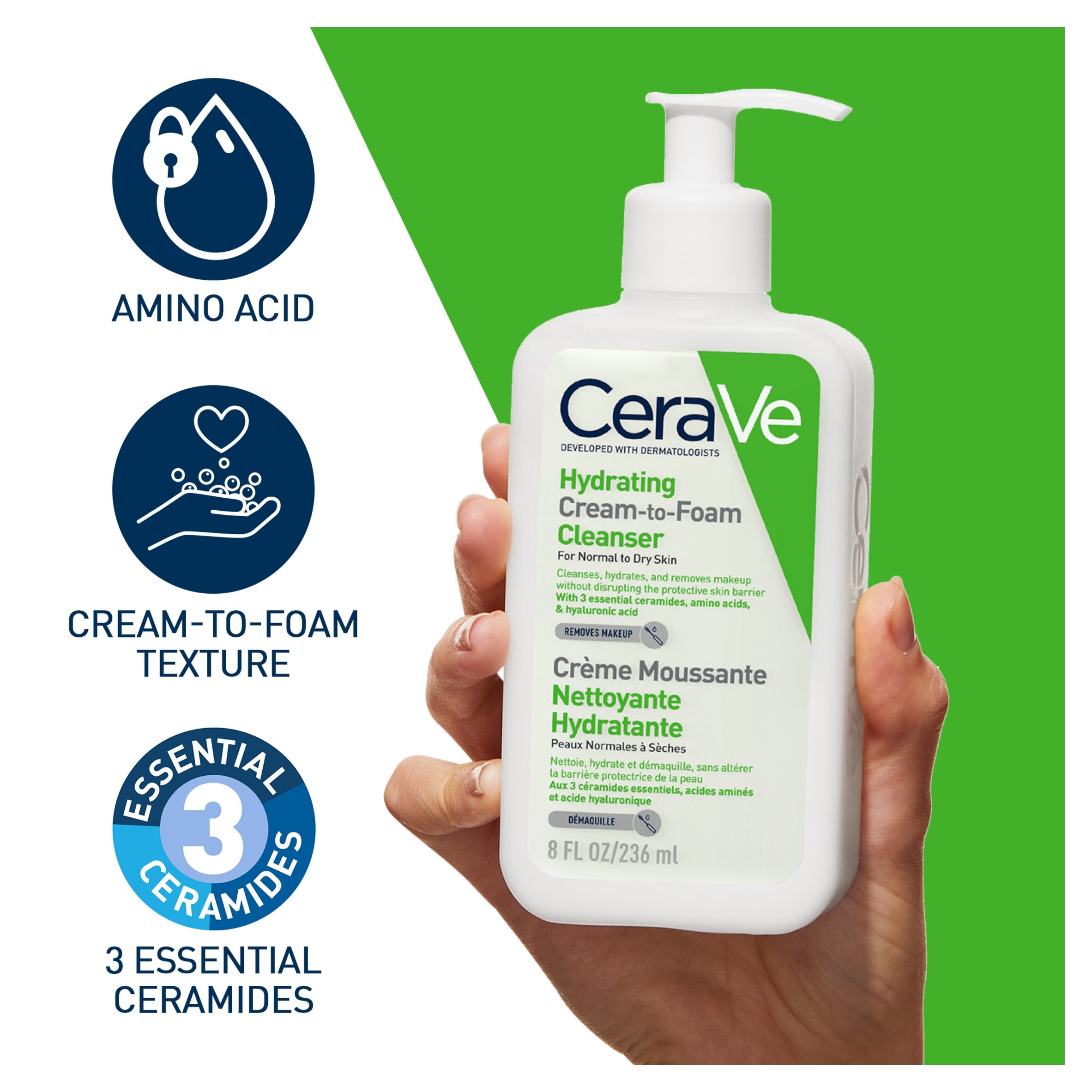 CeraVe Hydrating Cream-to-Foam Cleanser 236 ml thumbnail 4