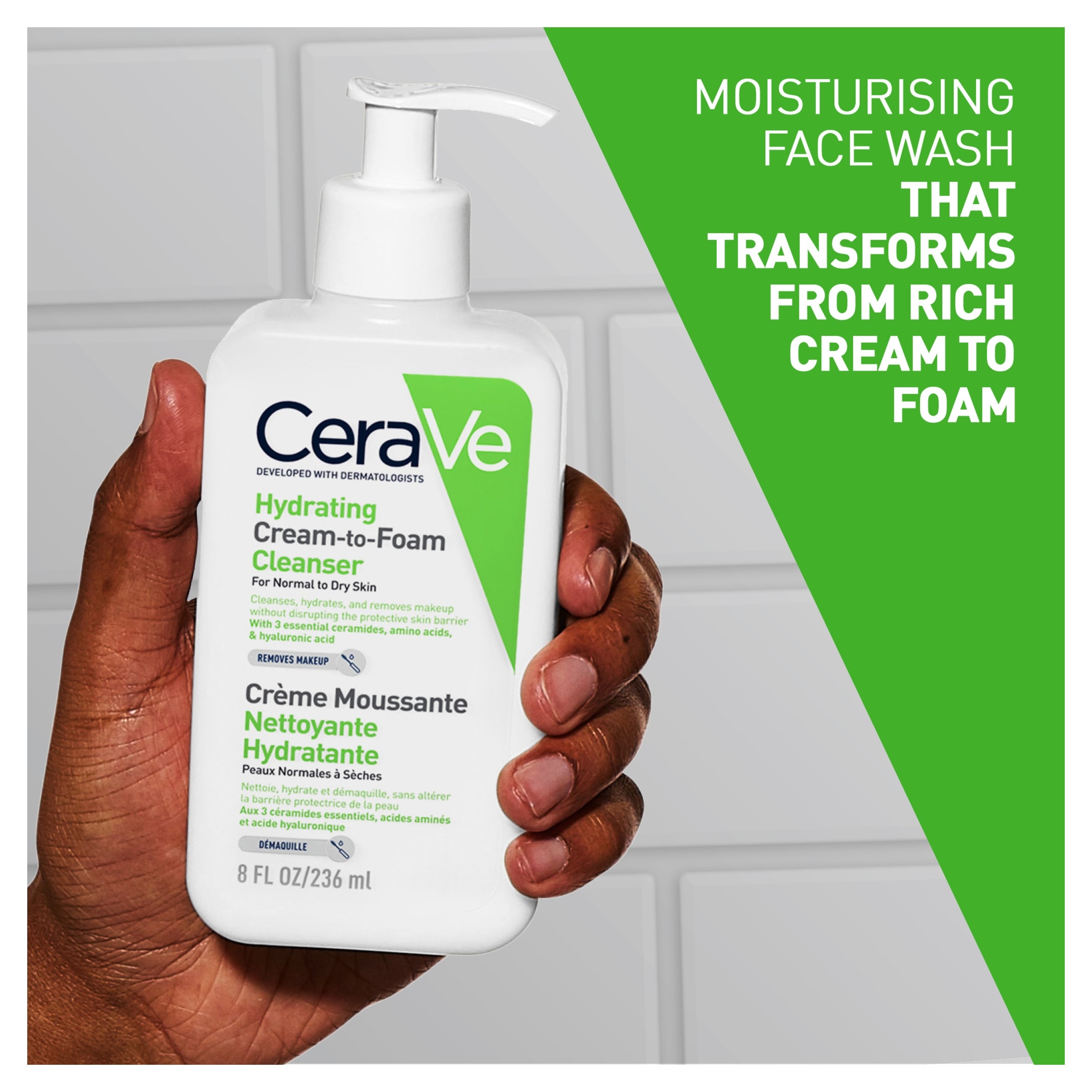 CeraVe Hydrating Cream-to-Foam Cleanser 236 ml thumbnail 5